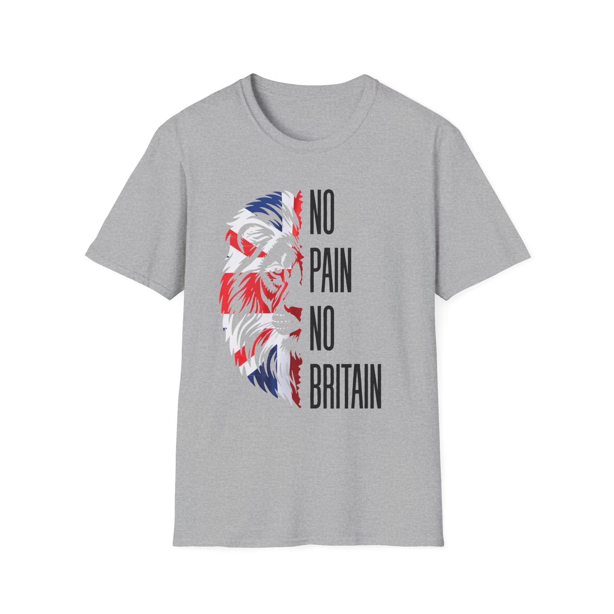 T-Shirt — "No Pain No Britain" Patriotic Lion Graphic