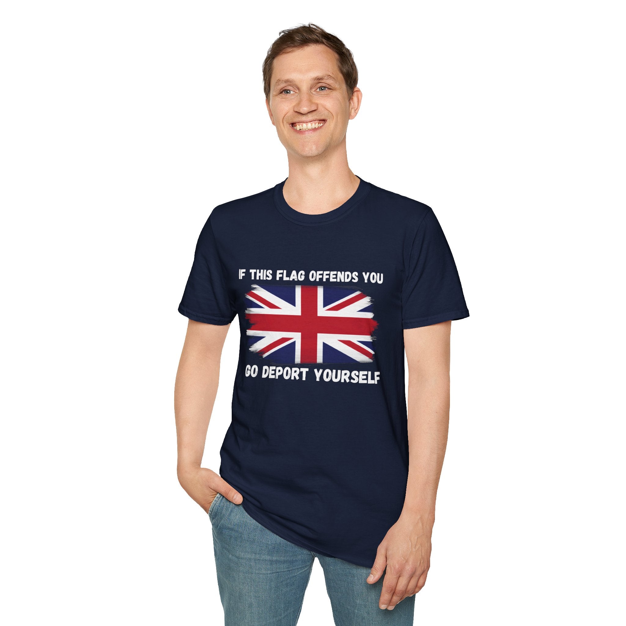 Union Jack Political T-Shirt — "If This Flag Offends You, Go Deport Yourself"