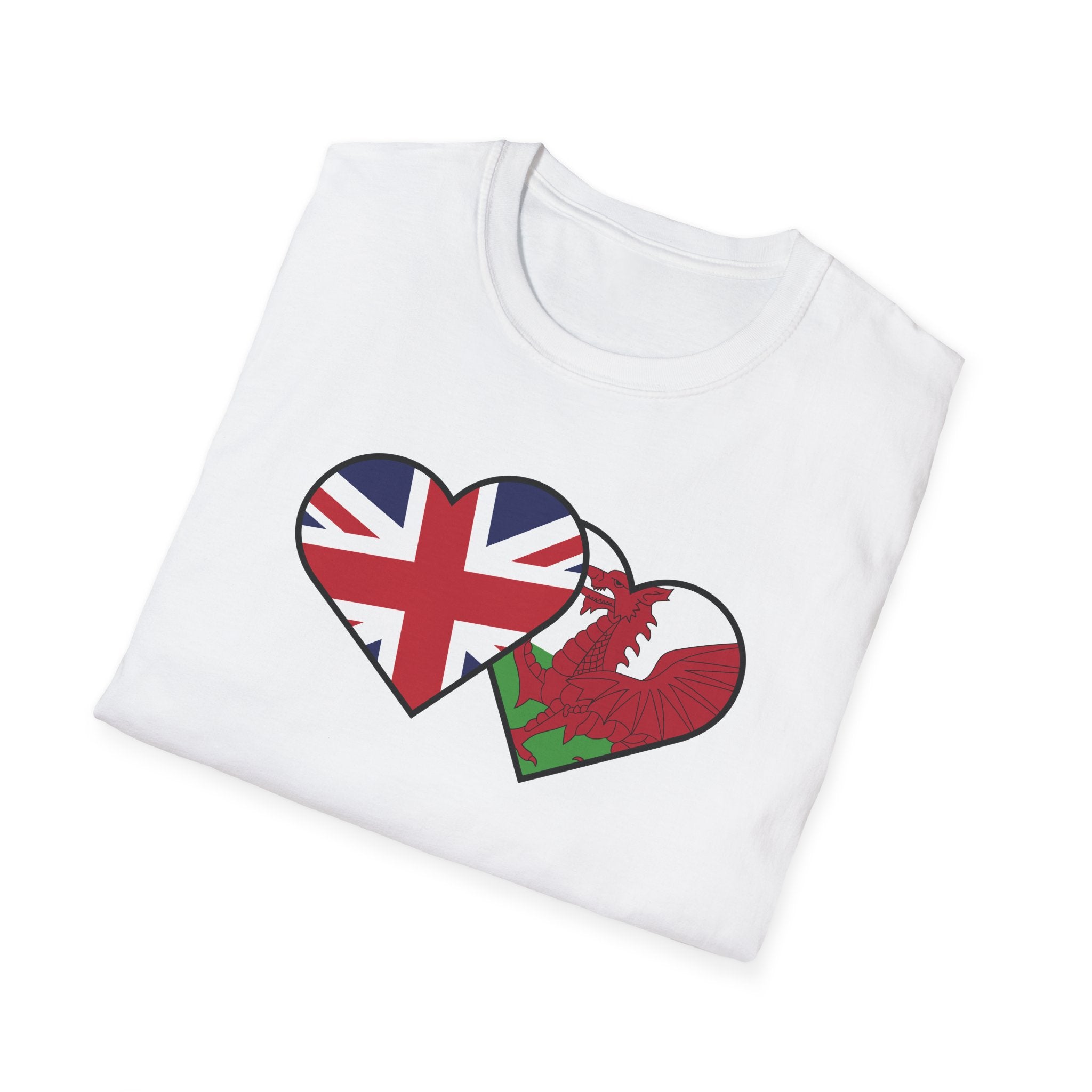 Union Jack & Welsh Flag Heart T-Shirt — British Patriotic Tee