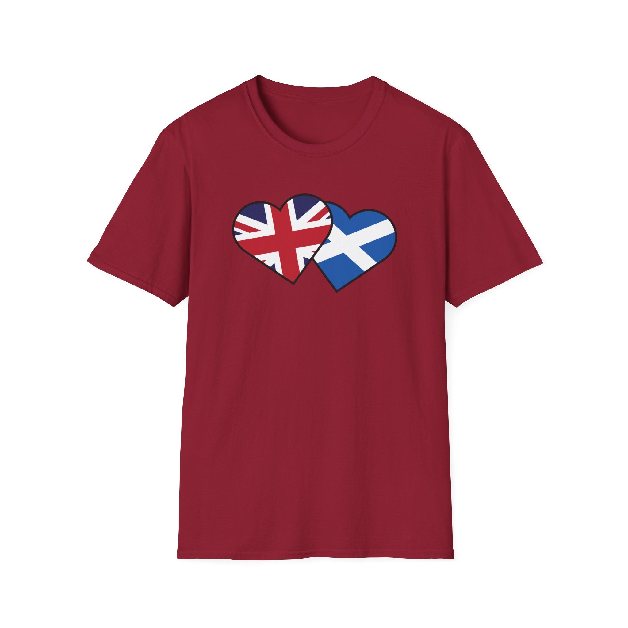 Union Jack & Scottish Flag Heart T-Shirt — British Patriotic Tee