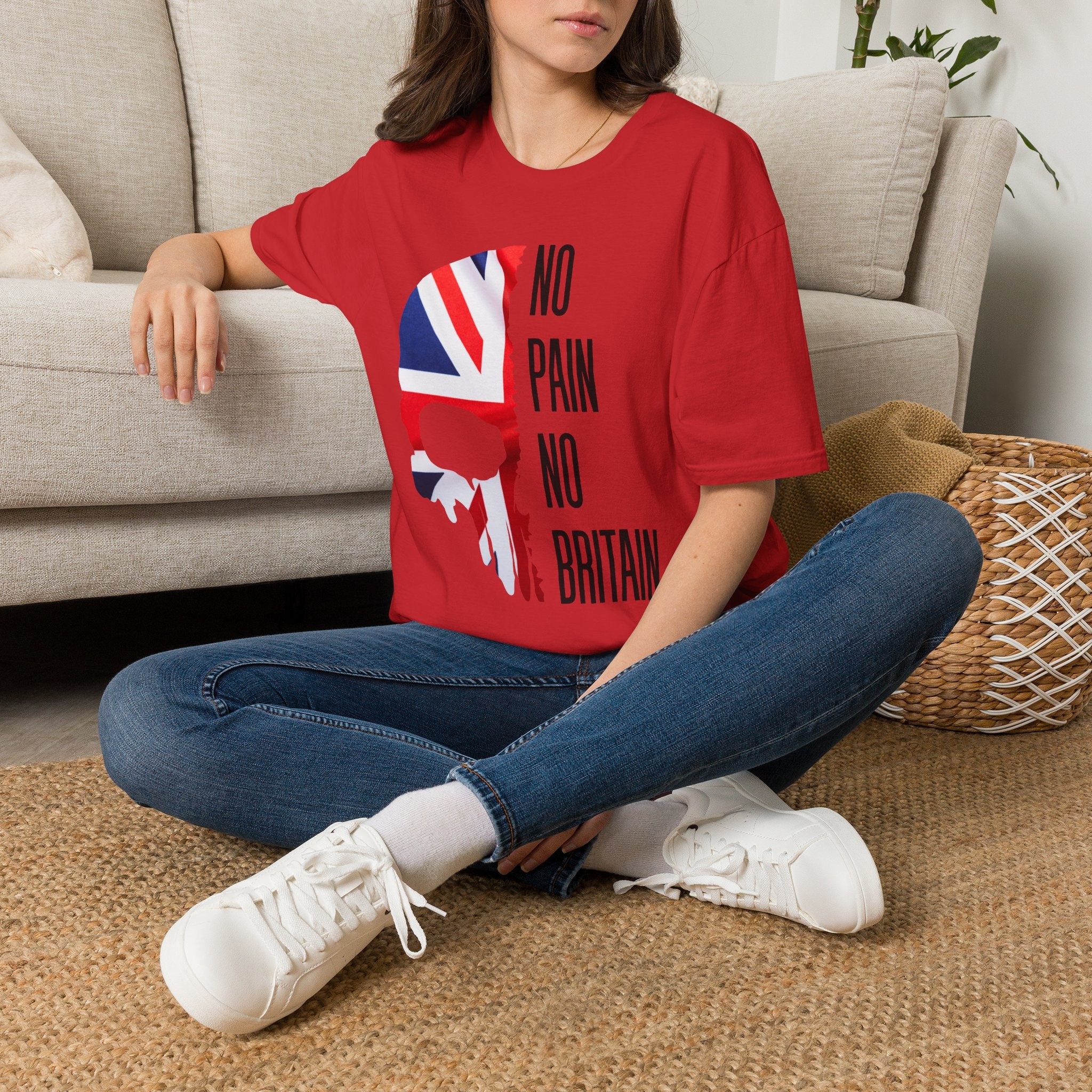 T-Shirt — "No Pain No Britain" Union Jack Skull Graphic Tee