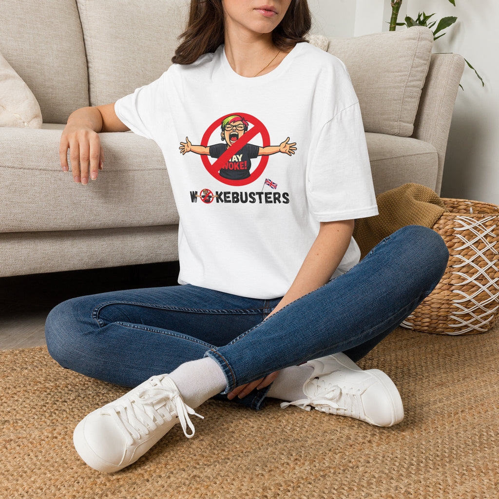 Wokebusters British Patriotic T-Shirt — Satirical Political Cartoon Tee