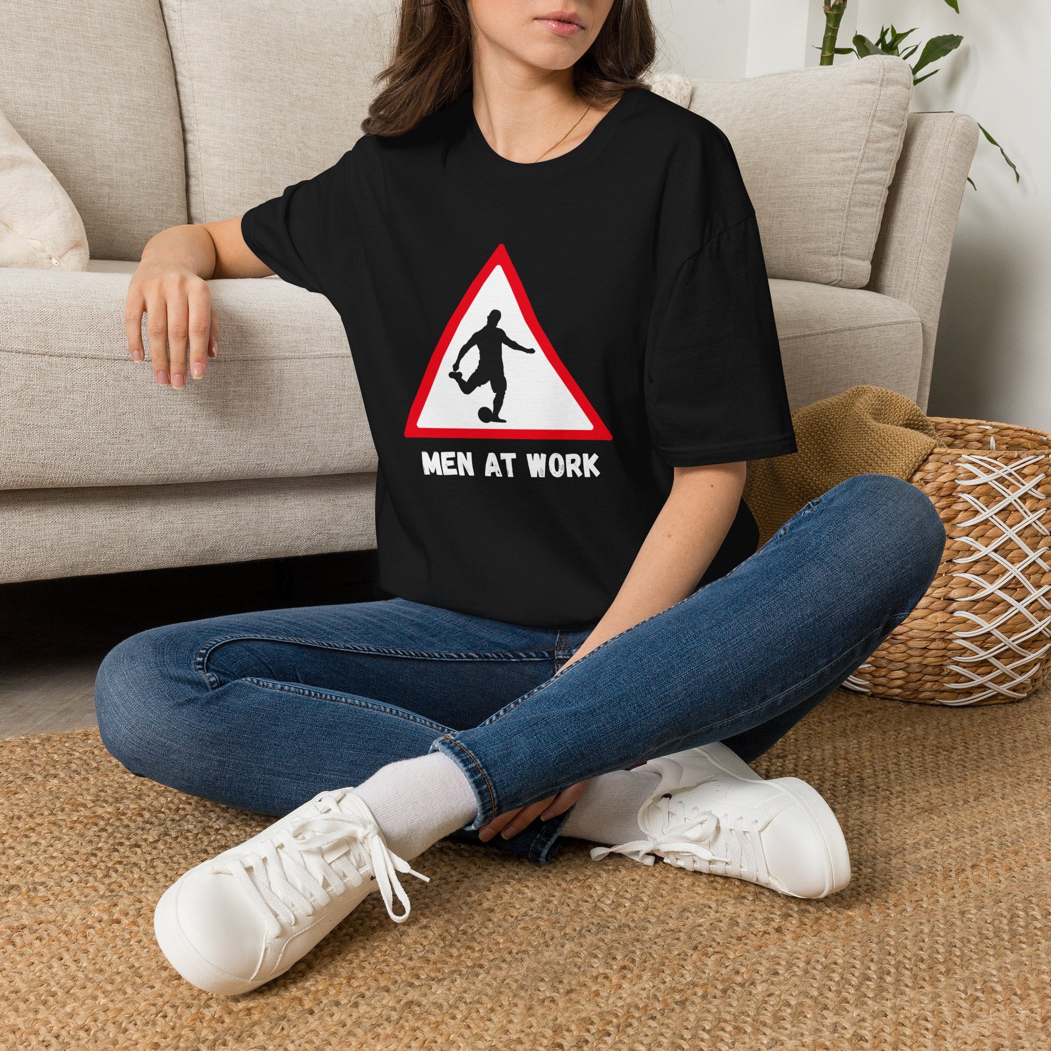 Men at Work Roadside Sign T-Shirt — British Humour T-Shirt - Our Colours