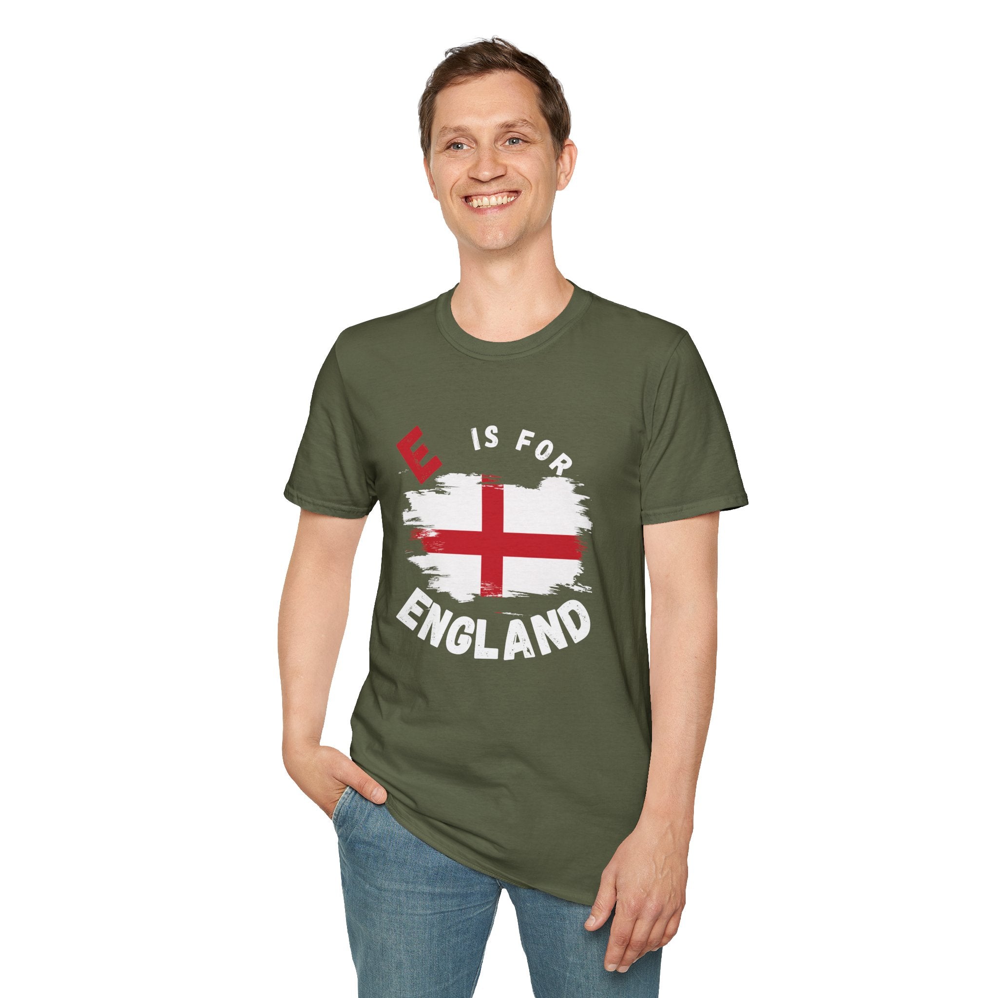 E is for England T-Shirt — English Flag Patriotic Tee