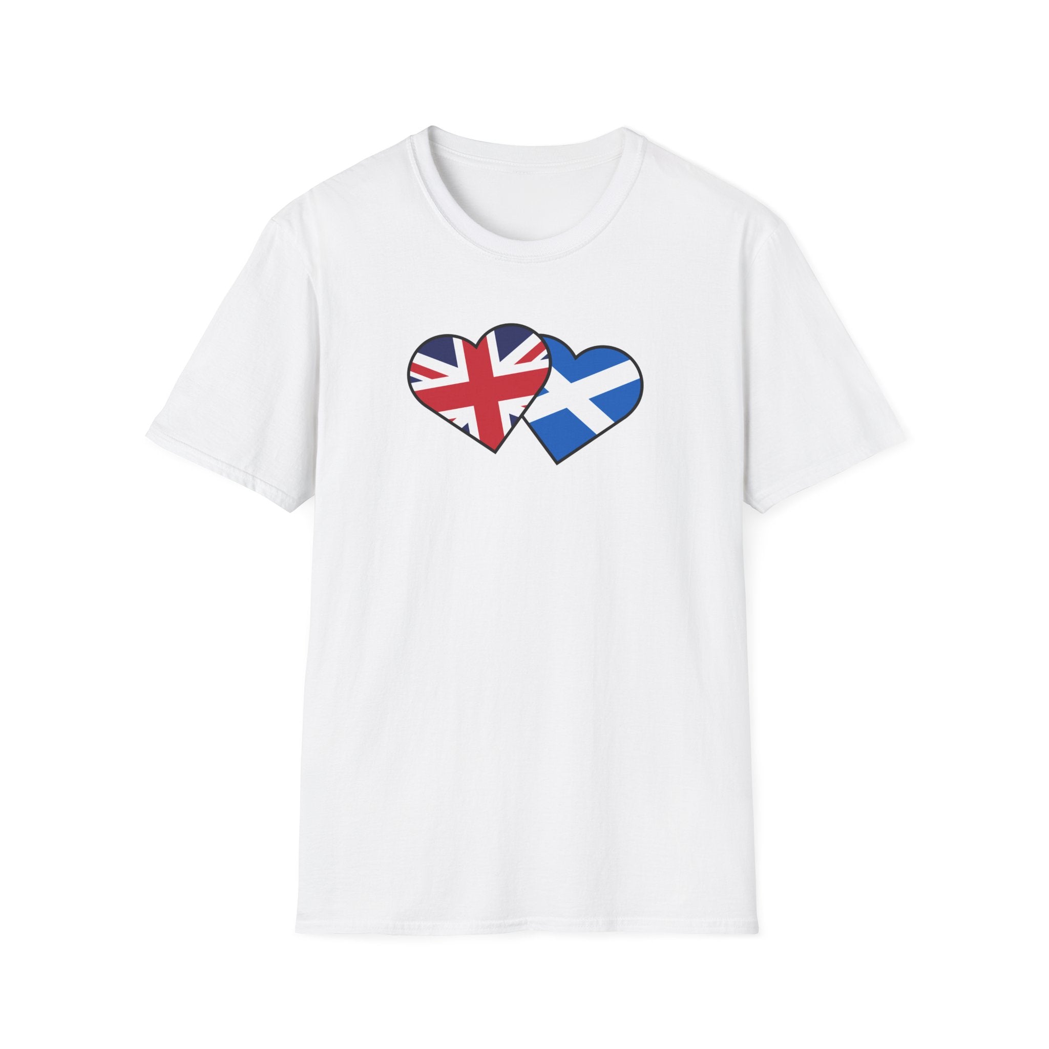 Union Jack & Scottish Flag Heart T-Shirt — British Patriotic Tee