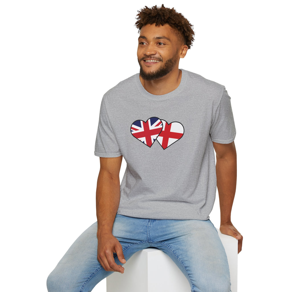 Union Jack & England Heart Flag T-Shirt — British Patriotic Tee