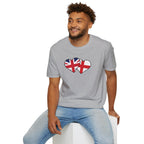 Union Jack & England Heart Flag T-Shirt — British Patriotic Tee
