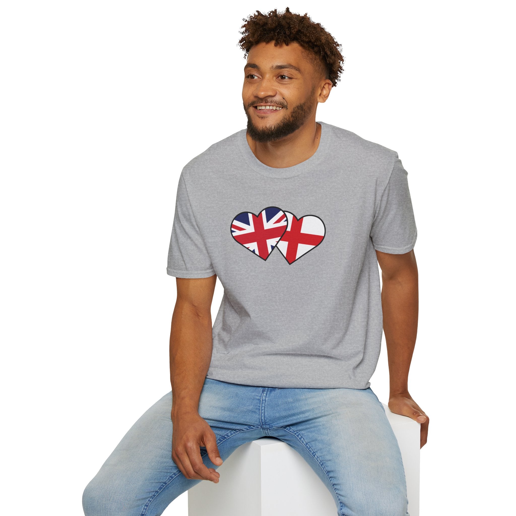 Union Jack & England Heart Flag T-Shirt — British Patriotic Tee