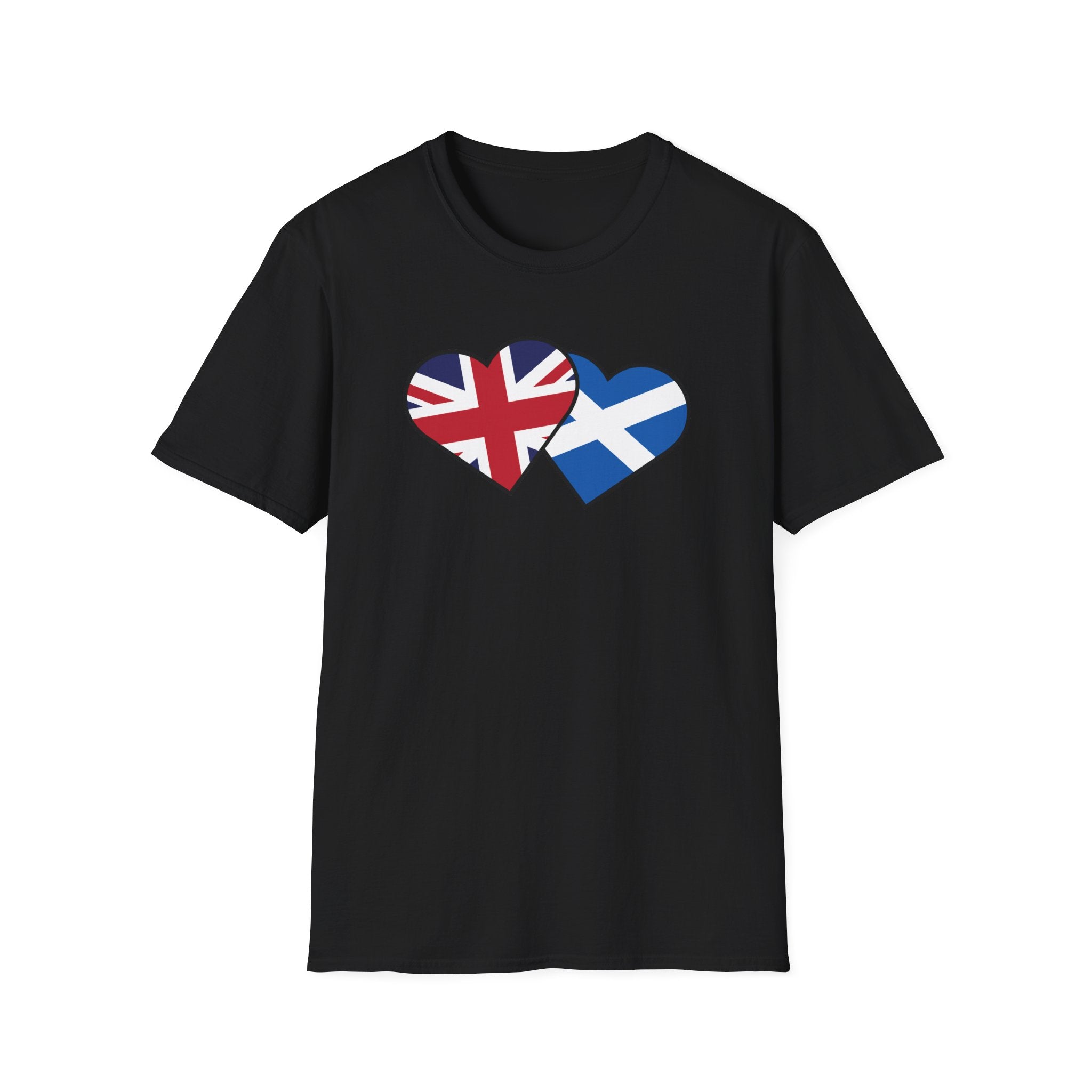 Union Jack & Scottish Flag Heart T-Shirt — British Patriotic Tee