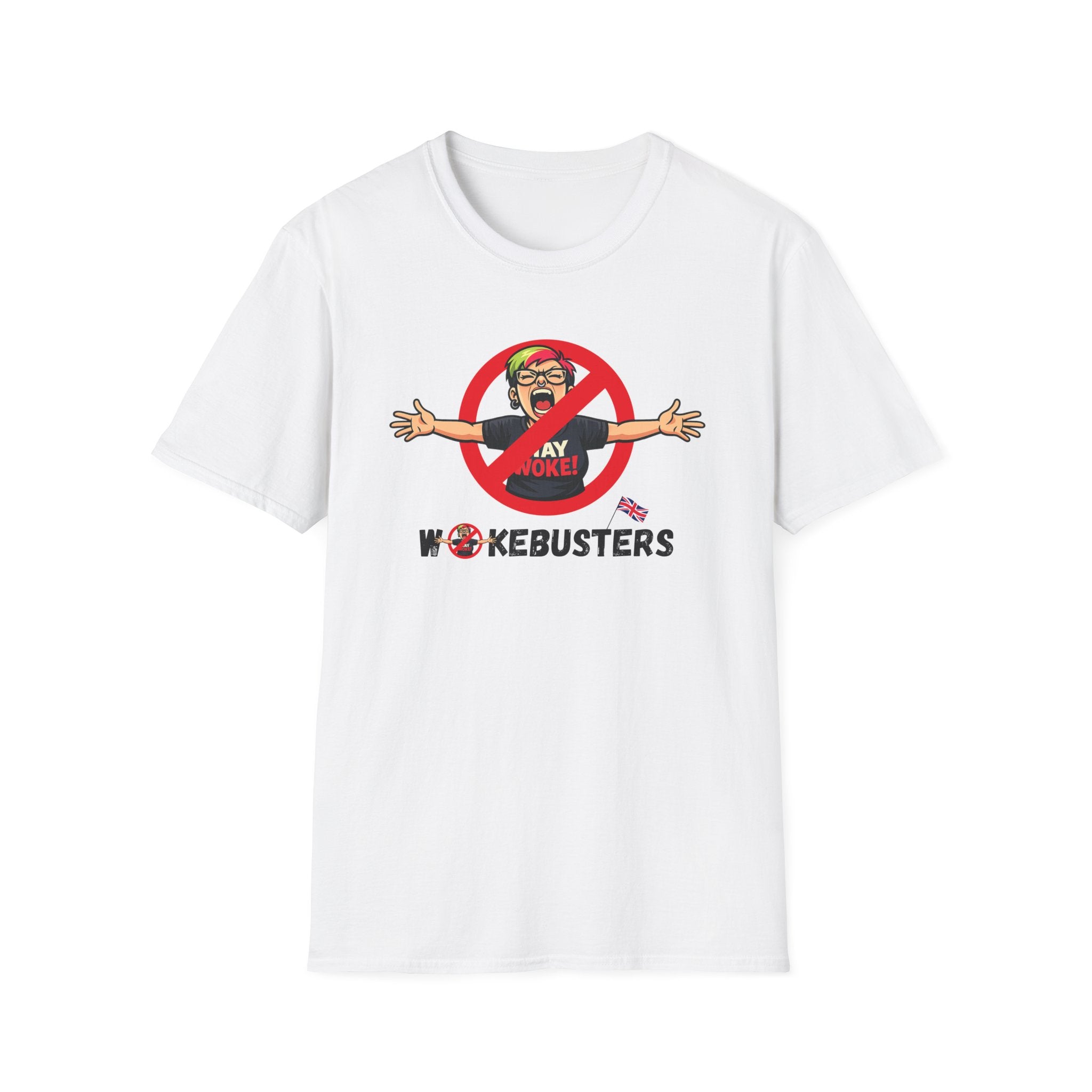 Wokebusters British Patriotic T-Shirt — Satirical Political Cartoon Tee