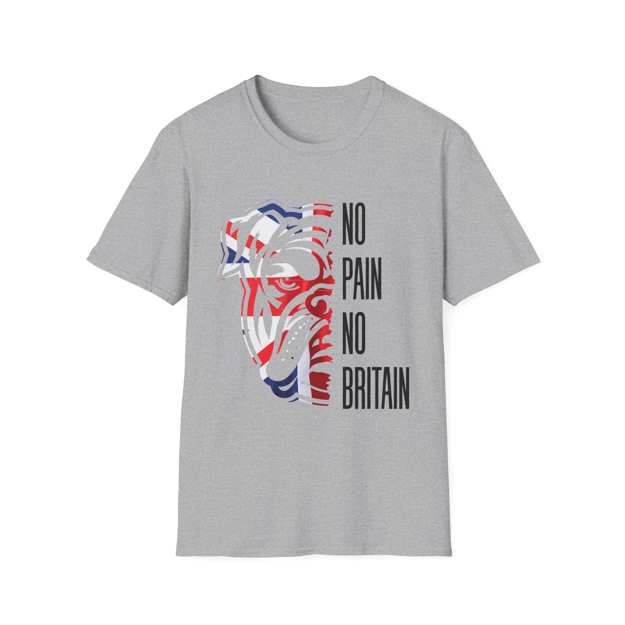 T-Shirt — 'No Pain No Britain' British Flag Bulldog Graphic