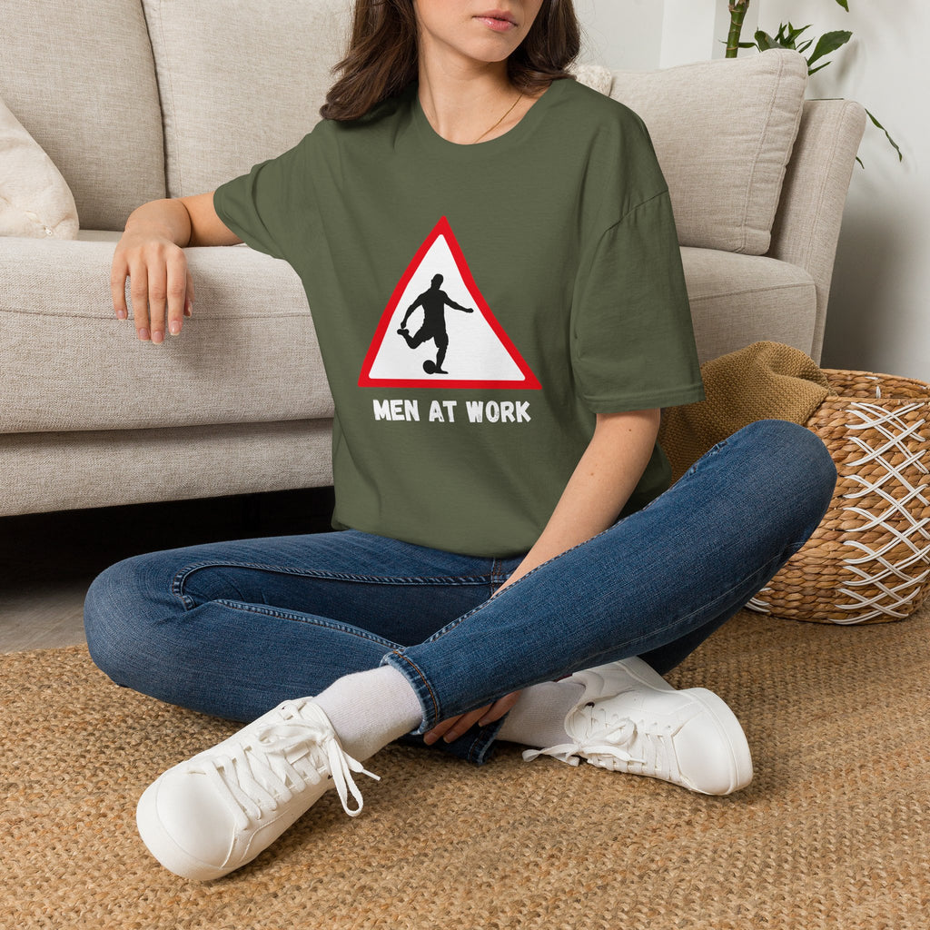 Men at Work Roadside Sign T-Shirt — British Humour T-Shirt - Our Colours