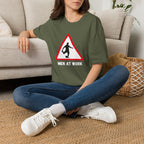 Men at Work Roadside Sign T-Shirt — British Humour T-Shirt - Our Colours