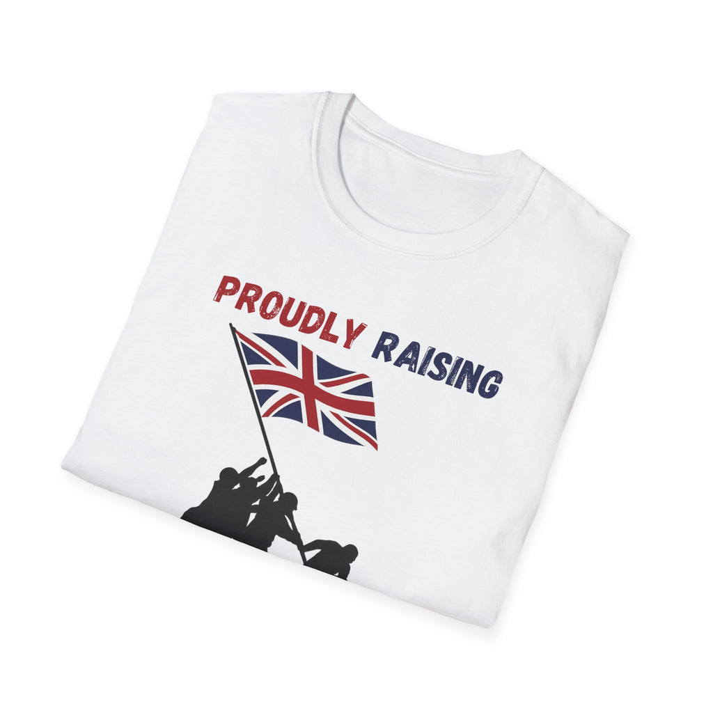 Proudly Raising Our Colours T-Shirt (smaller design) — British Flag Patriotic Tee