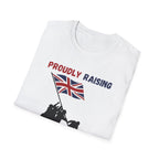 Proudly Raising Our Colours T-Shirt (smaller design) — British Flag Patriotic Tee