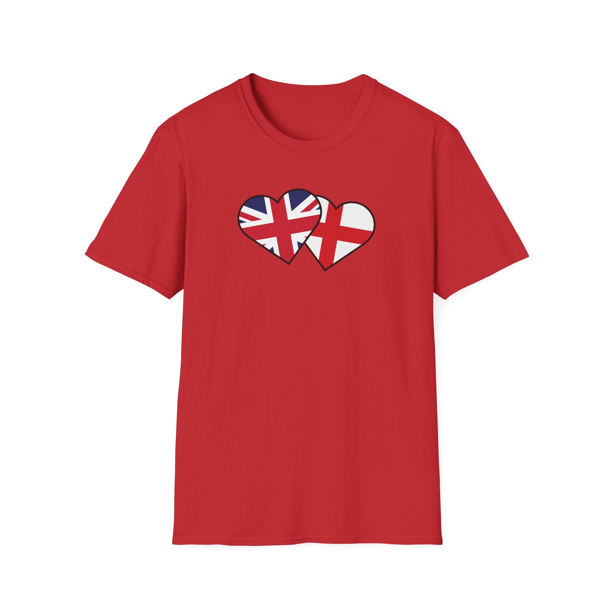 Union Jack & England Heart Flag T-Shirt — British Patriotic Tee