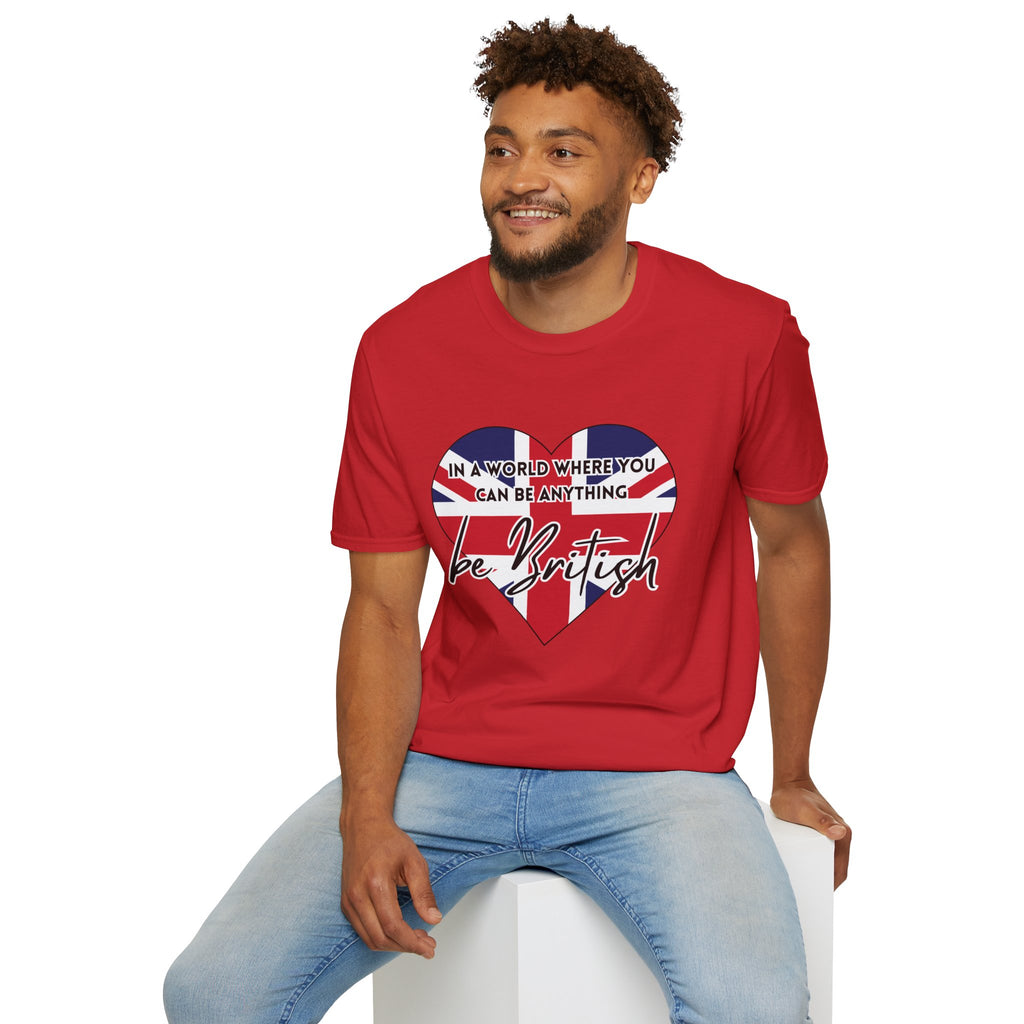 T-Shirt — "In a World Where You Can Be Anything, Be British" Union Jack Heart Tee