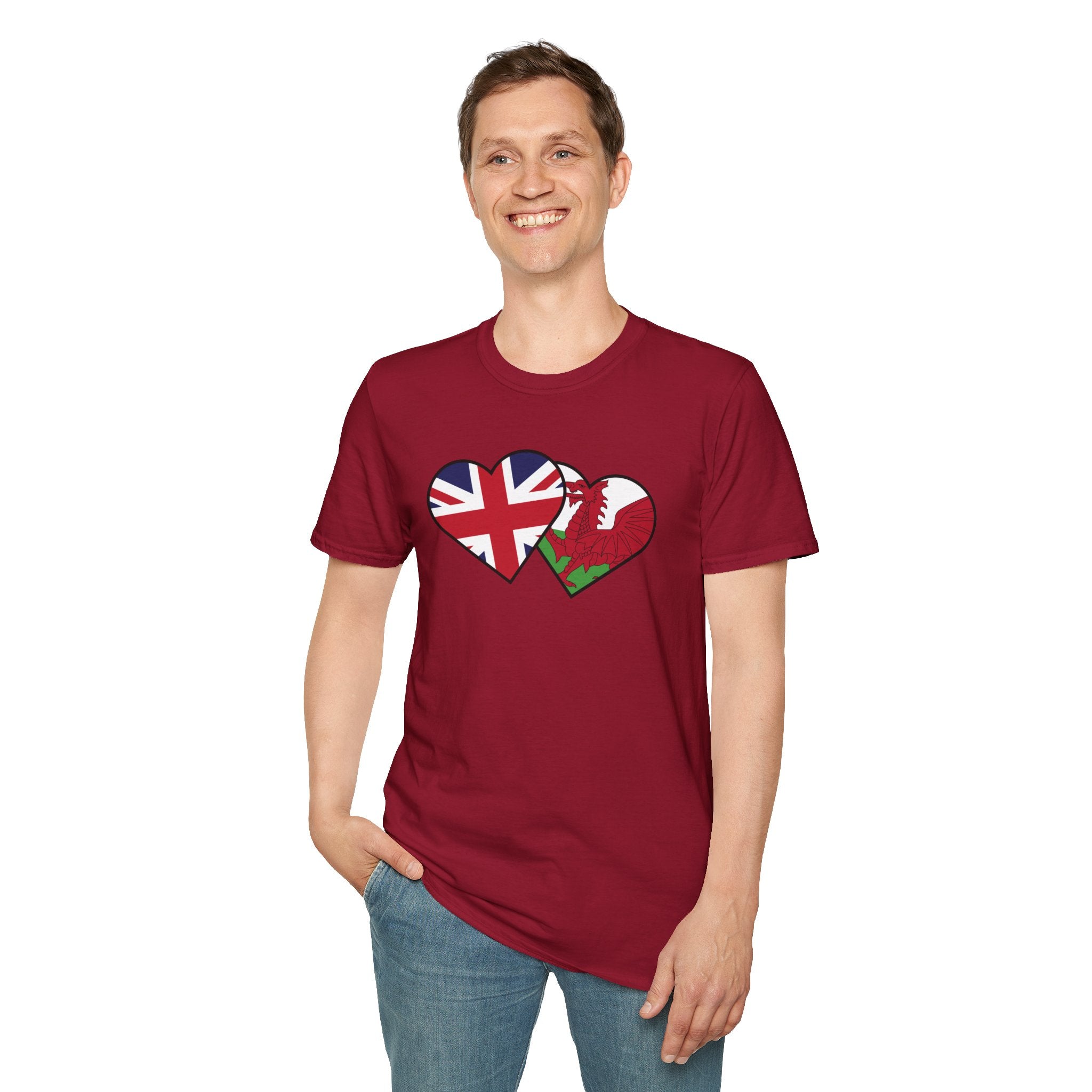 Union Jack & Welsh Flag Heart T-Shirt — British Patriotic Tee