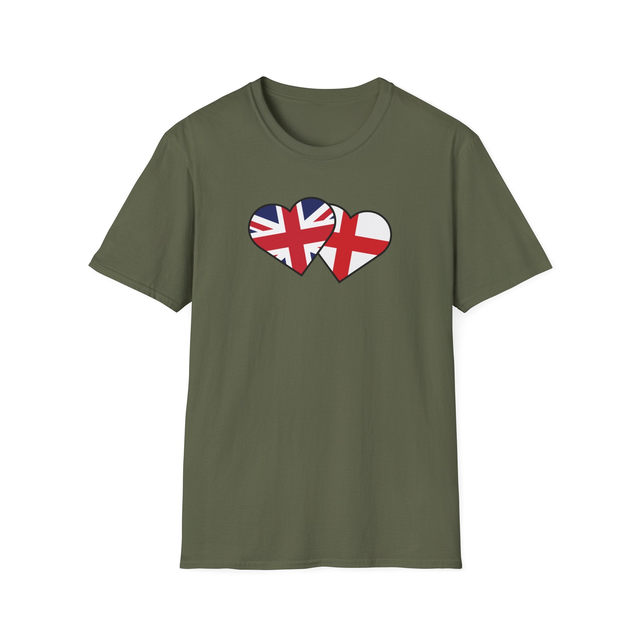 Union Jack & England Heart Flag T-Shirt — British Patriotic Tee