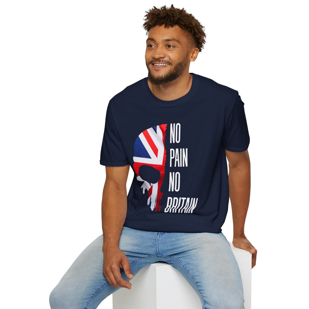 T-Shirt — "No Pain No Britain" Union Jack Skull Graphic Tee