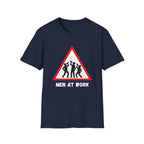 Men at Work Triangle Sign T-Shirt — Funny Beer Drinking Crew Tee