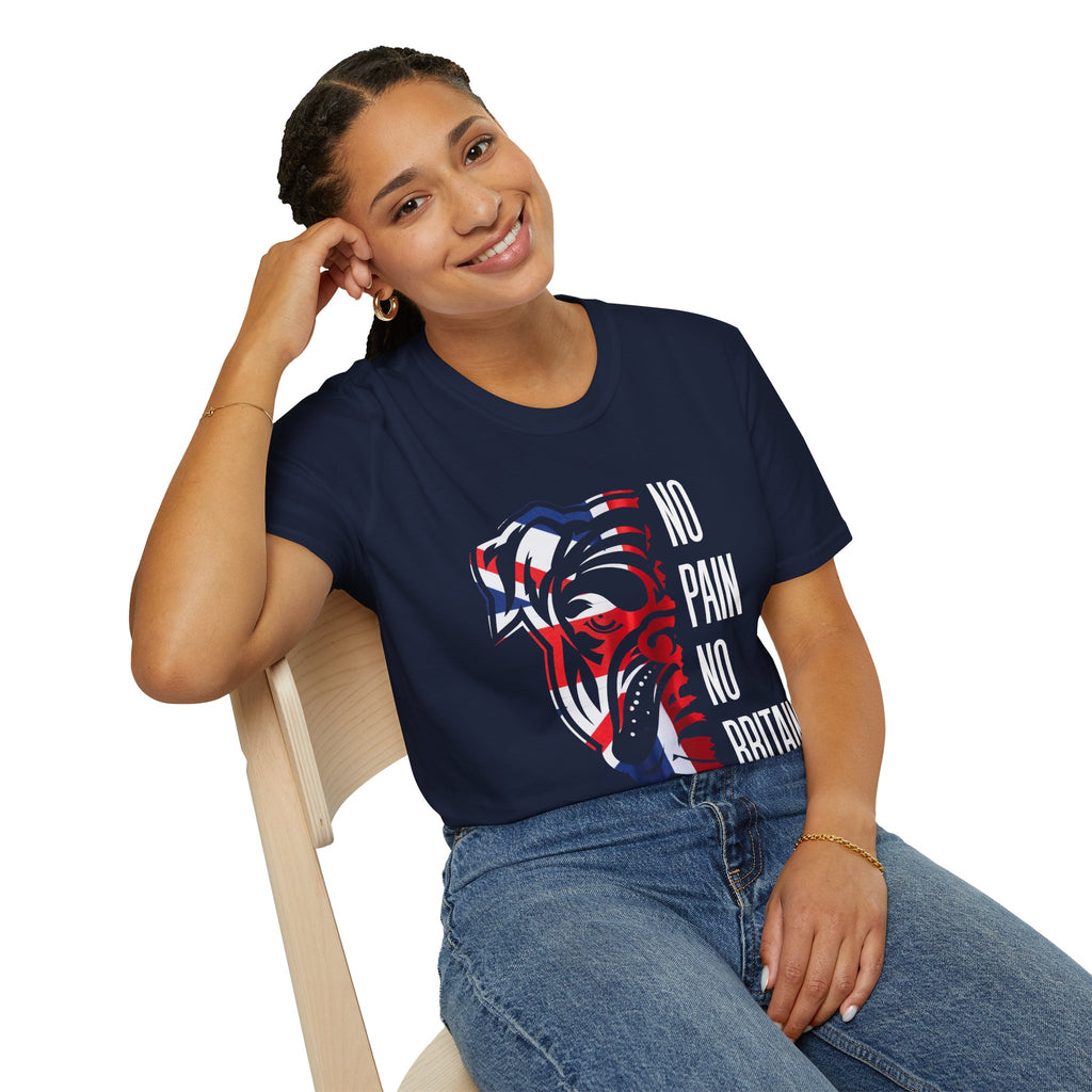 T-Shirt — 'No Pain No Britain' British Flag Bulldog Graphic
