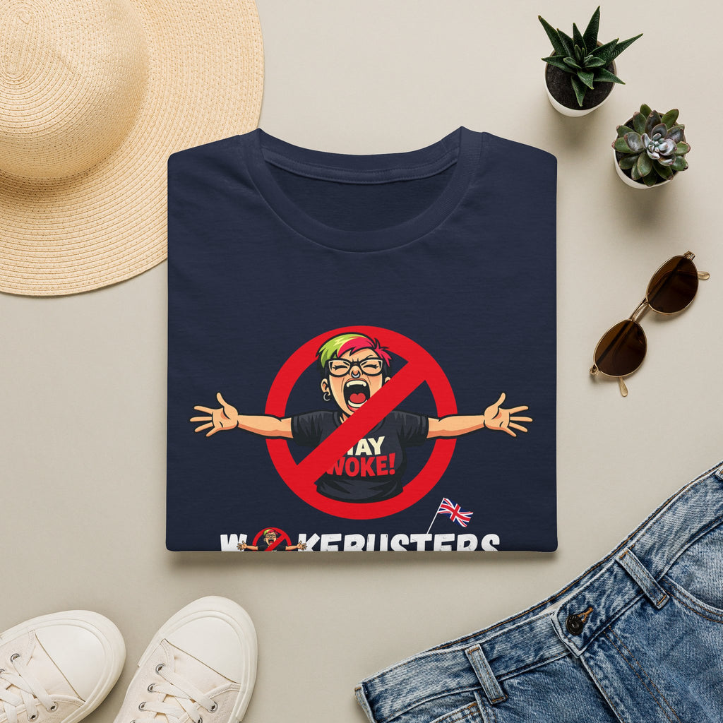 Wokebusters British Patriotic T-Shirt — Satirical Political Cartoon Tee