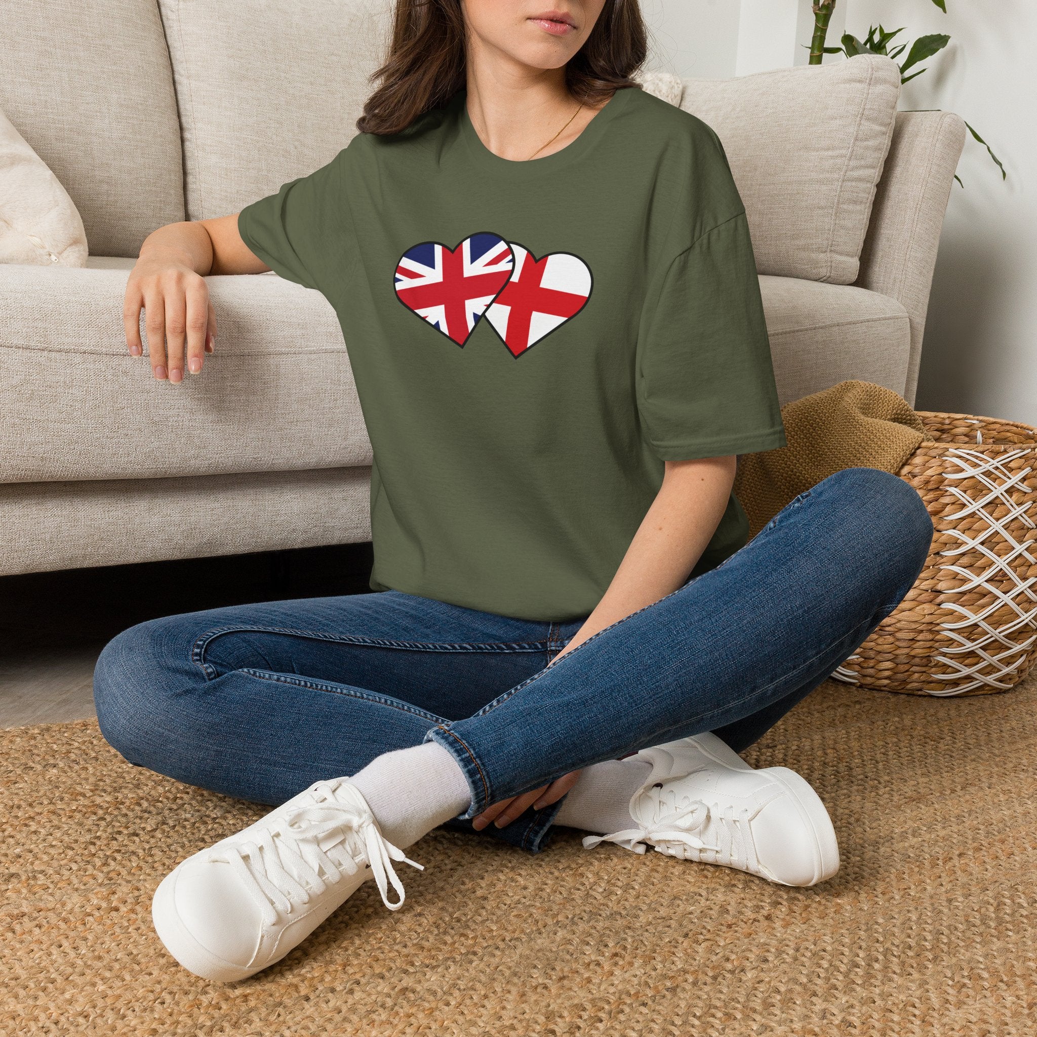 Union Jack & England Heart Flag T-Shirt — British Patriotic Tee