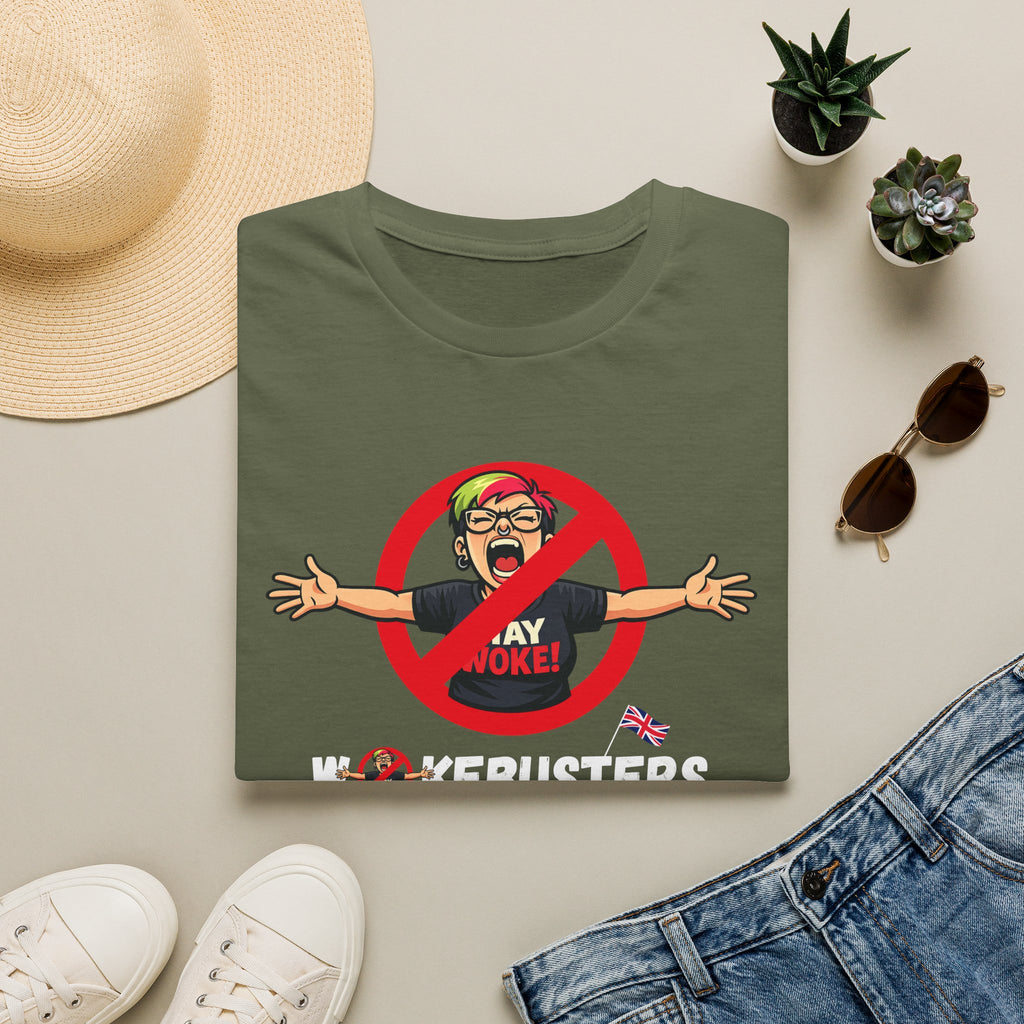 Wokebusters British Patriotic T-Shirt — Satirical Political Cartoon Tee
