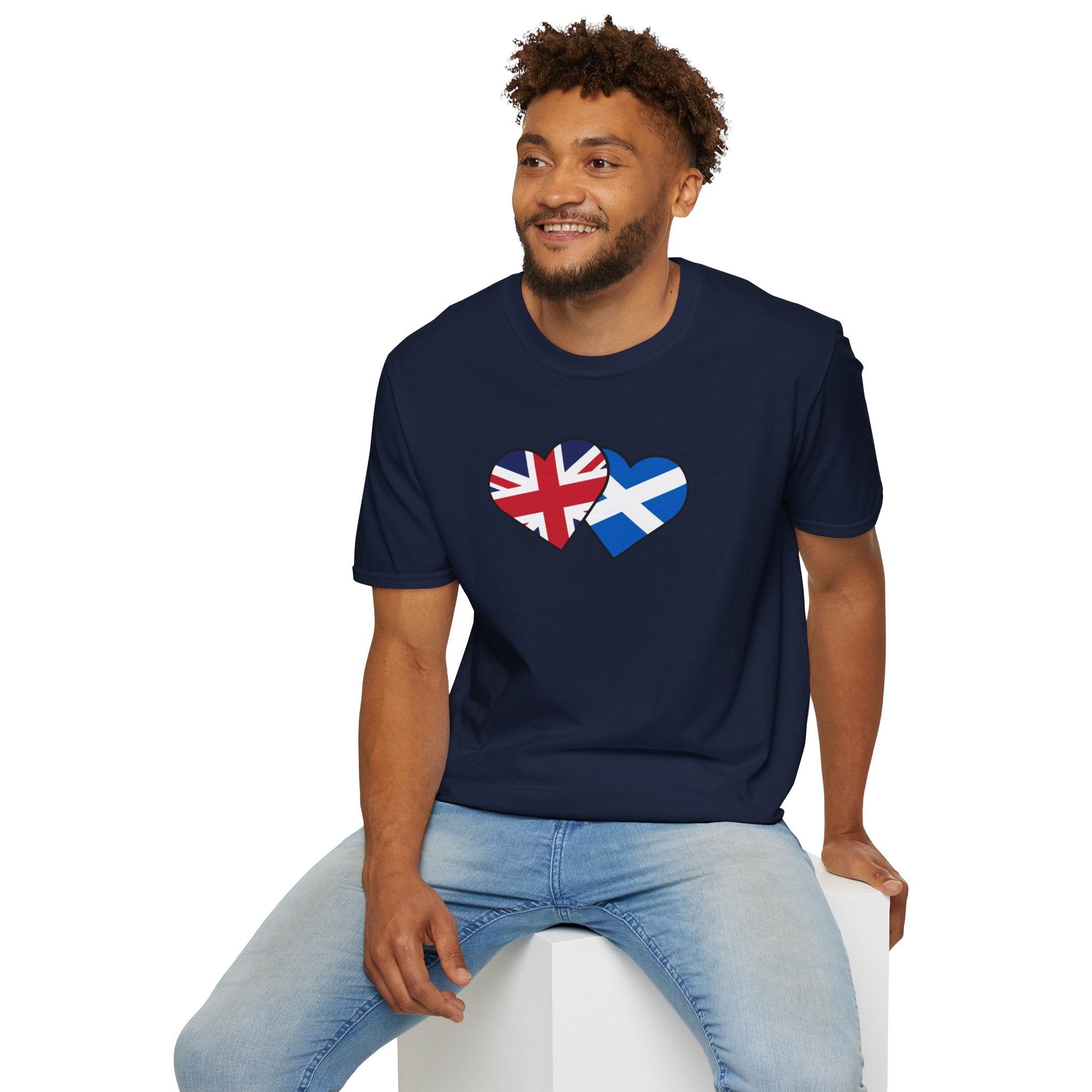 Union Jack & Scottish Flag Heart T-Shirt — British Patriotic Tee