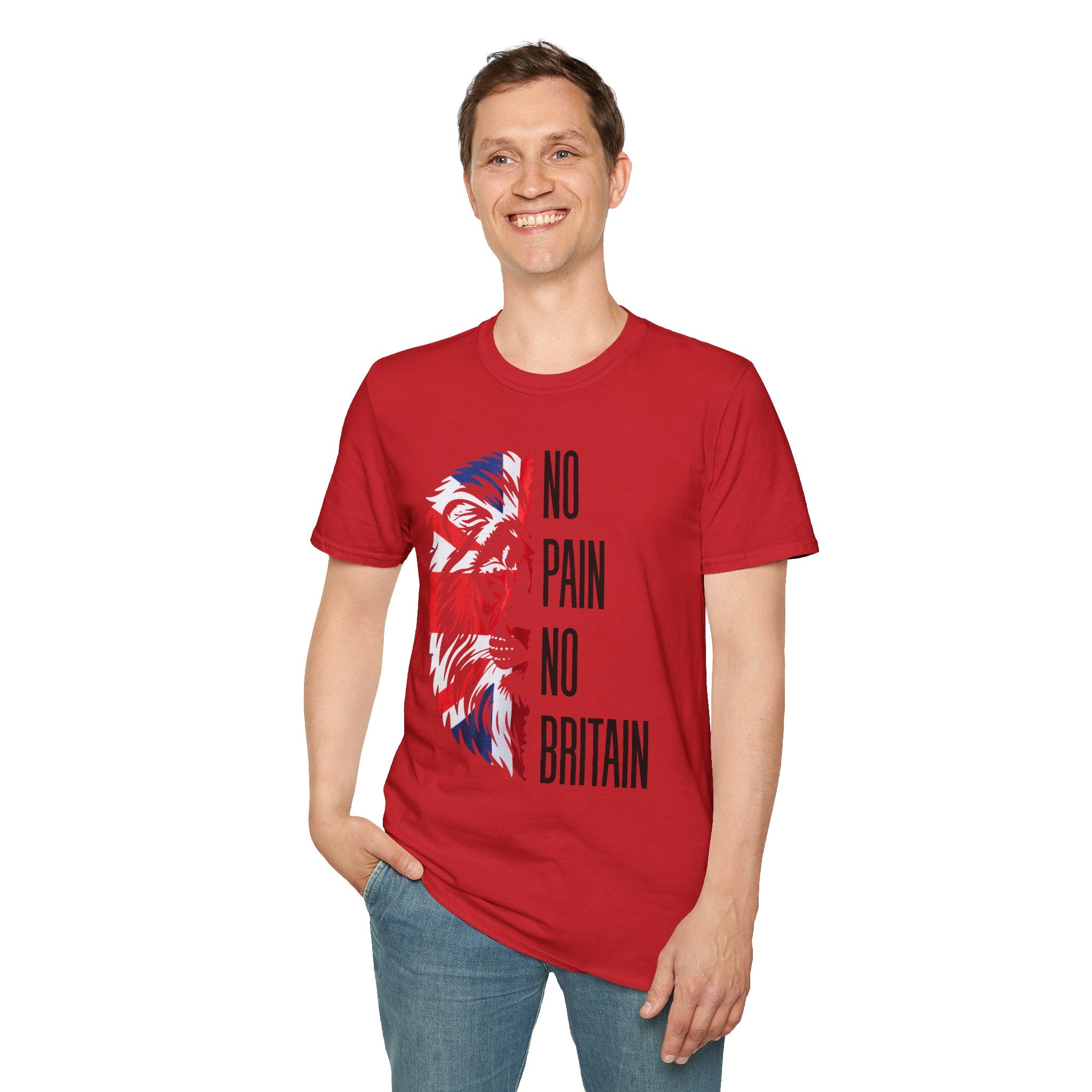 T-Shirt — "No Pain No Britain" Patriotic Lion Graphic