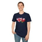 Union Jack & Welsh Flag Heart T-Shirt — British Patriotic Tee