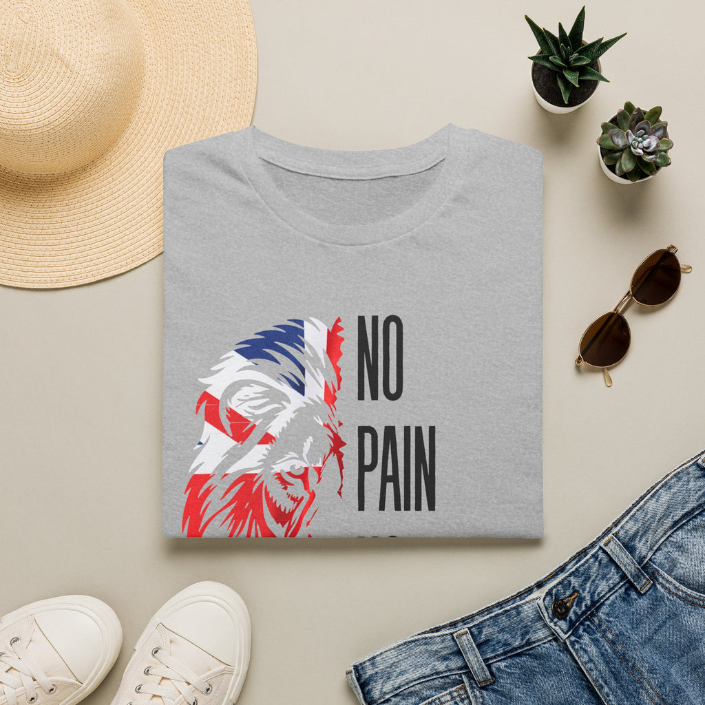 T-Shirt — "No Pain No Britain" Patriotic Lion Graphic