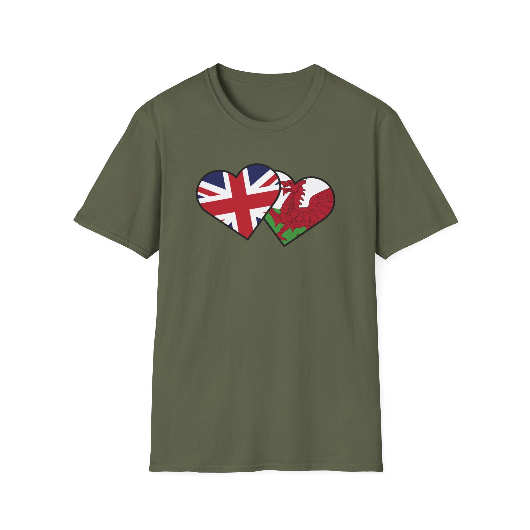 Union Jack & Welsh Flag Heart T-Shirt — British Patriotic Tee