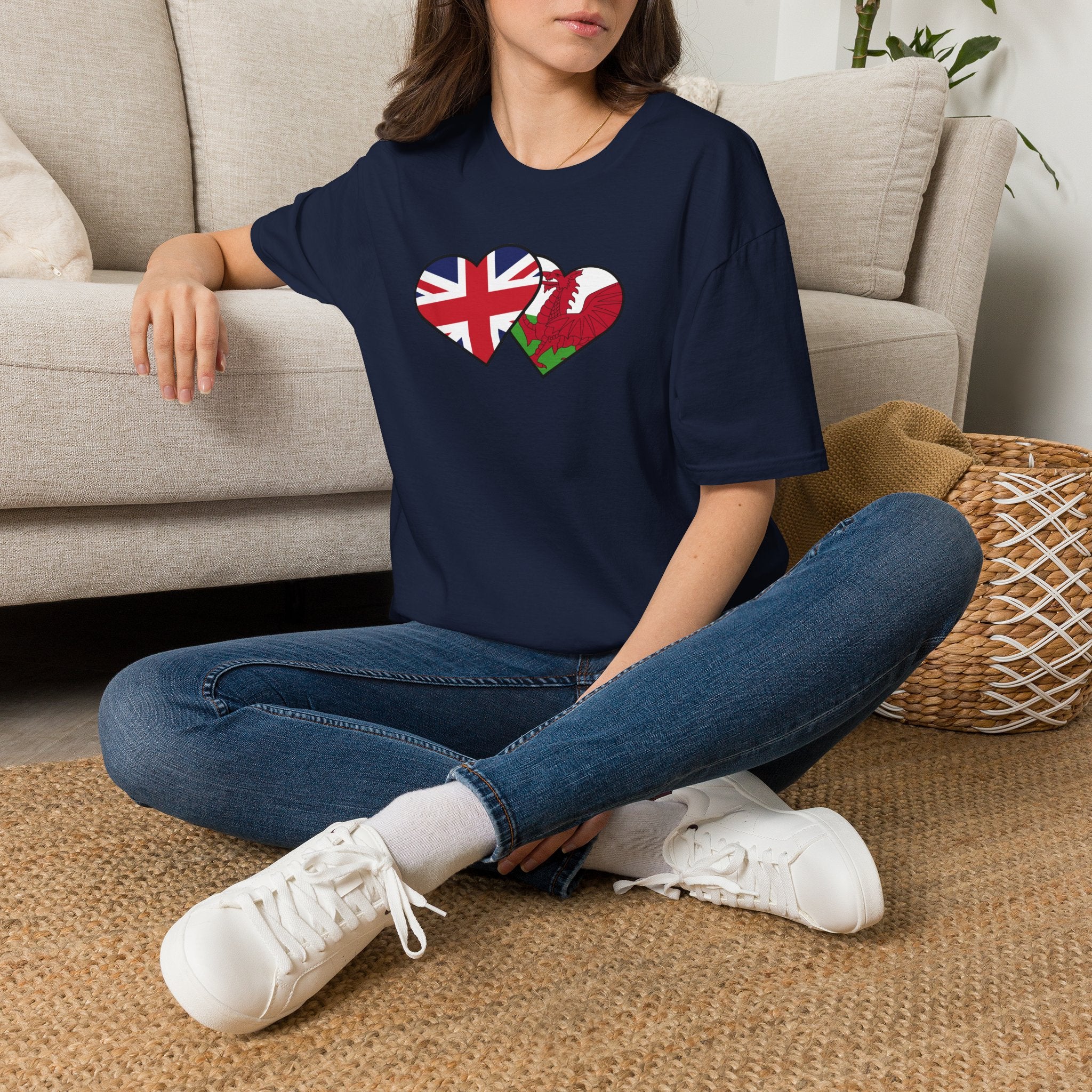 Union Jack & Welsh Flag Heart T-Shirt — British Patriotic Tee
