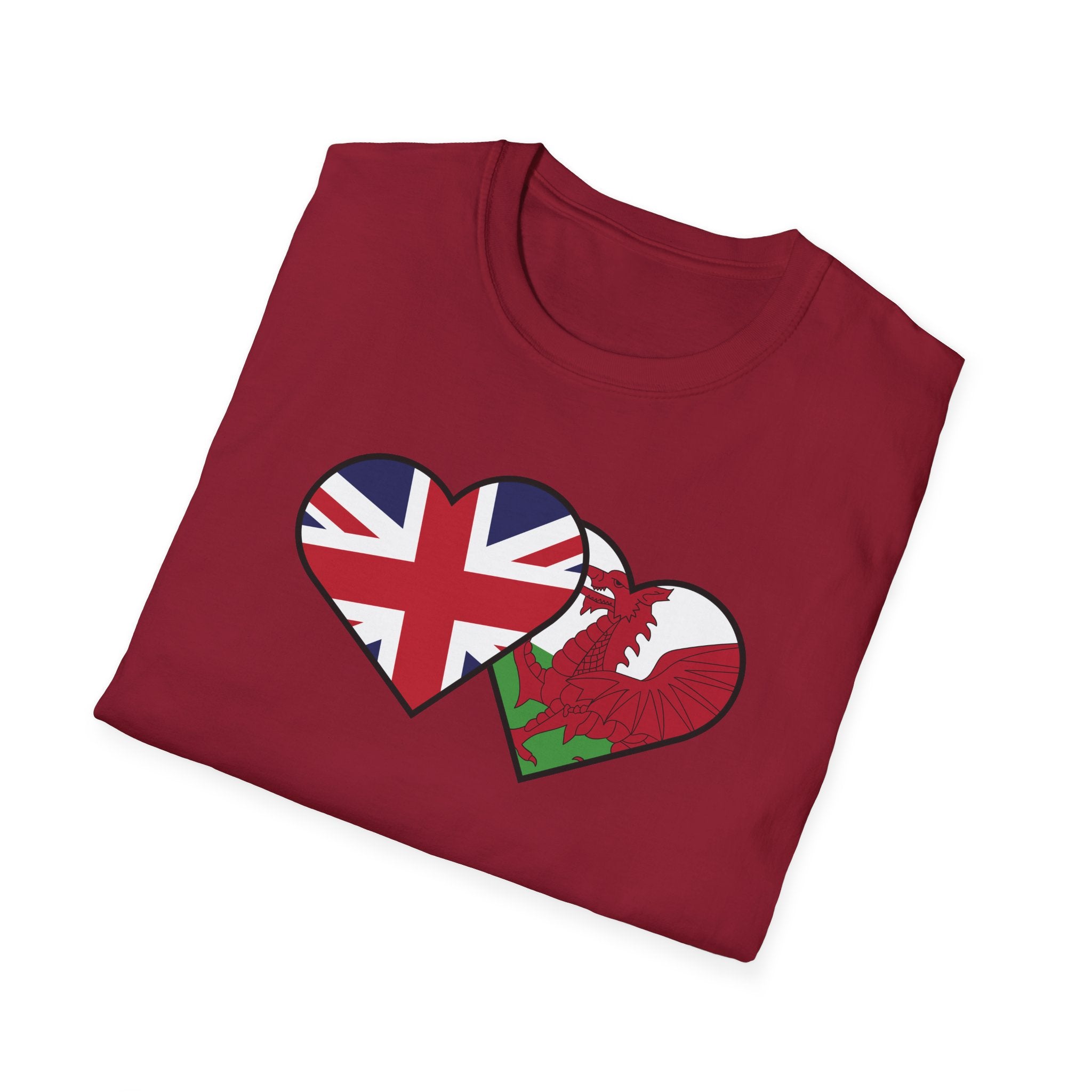 Union Jack & Welsh Flag Heart T-Shirt — British Patriotic Tee
