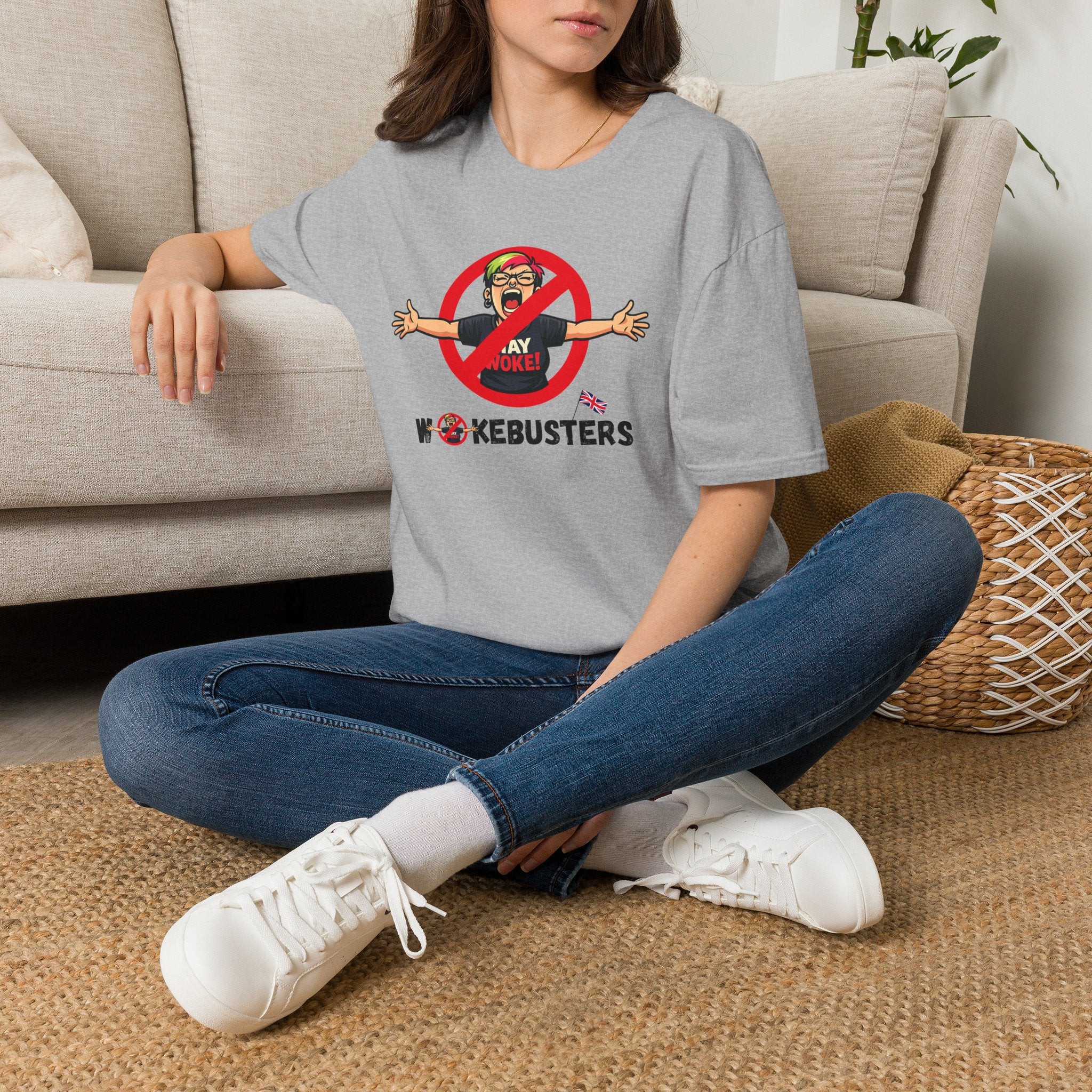 Wokebusters British Patriotic T-Shirt — Satirical Political Cartoon Tee