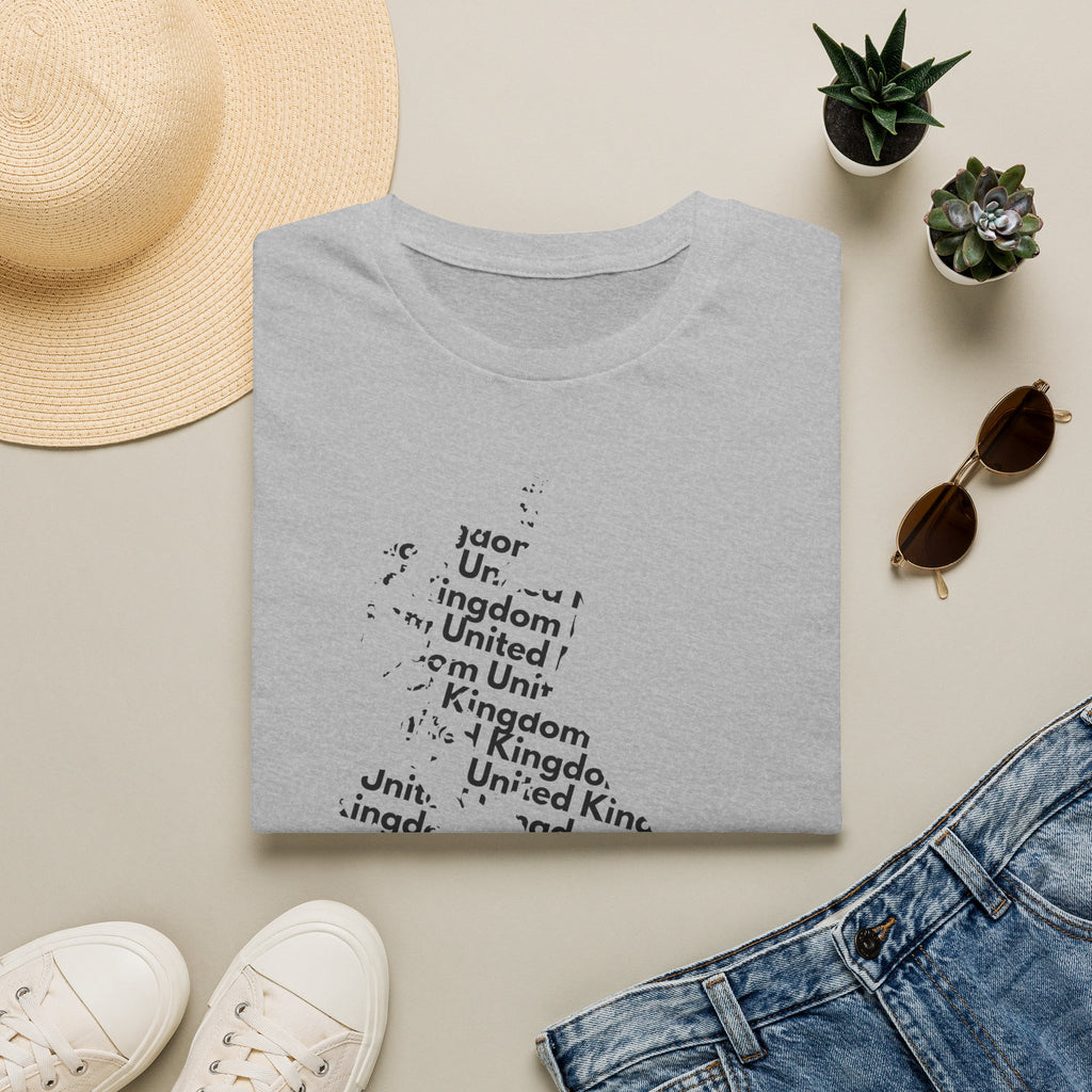 United Kingdom Typography T-Shirt — Minimal British Map Text Design