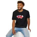 Union Jack & England Heart Flag T-Shirt — British Patriotic Tee