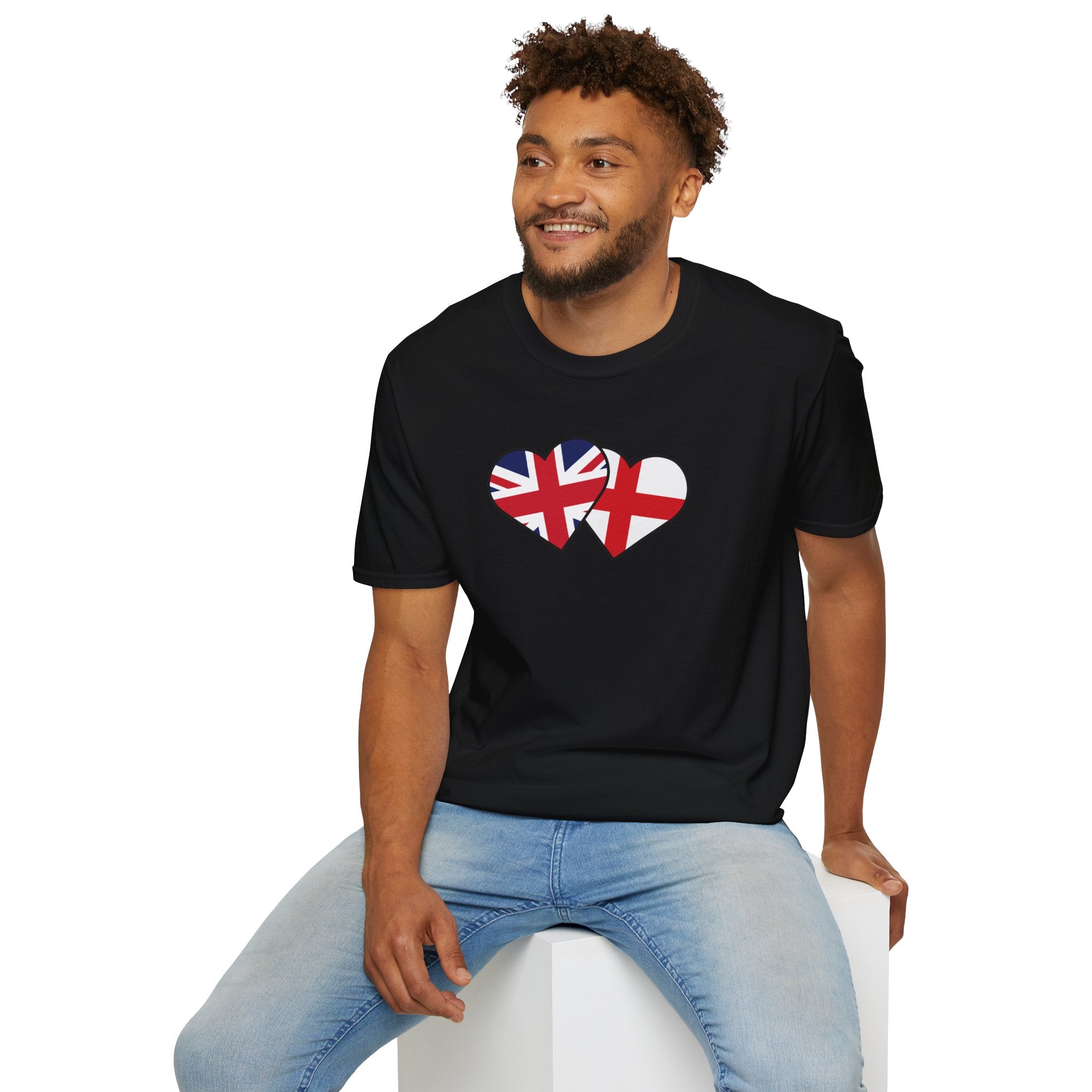 Union Jack & England Heart Flag T-Shirt — British Patriotic Tee