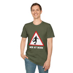Men at Work Roadside Sign T-Shirt — British Humour T-Shirt