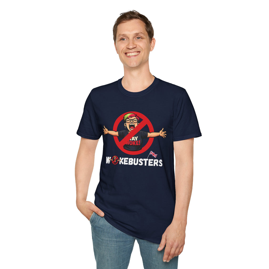 Wokebusters British Patriotic T-Shirt — Satirical Political Cartoon Tee