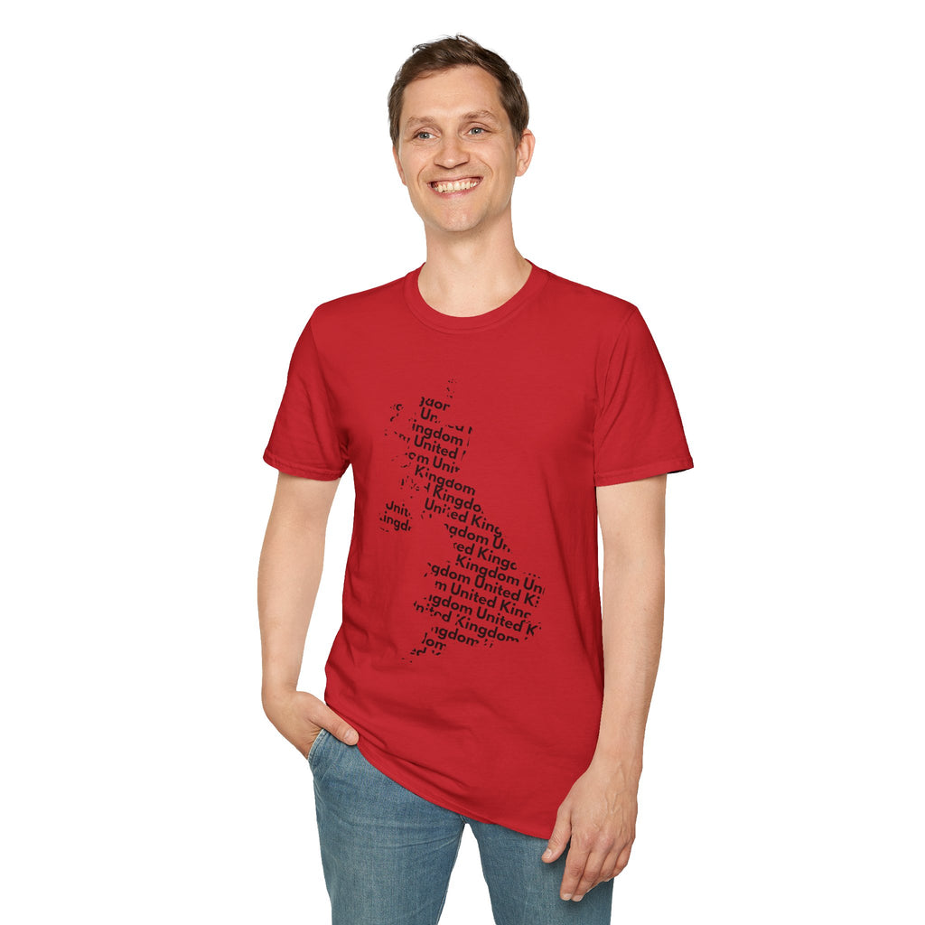 United Kingdom Typography T-Shirt — Minimal British Map Text Design