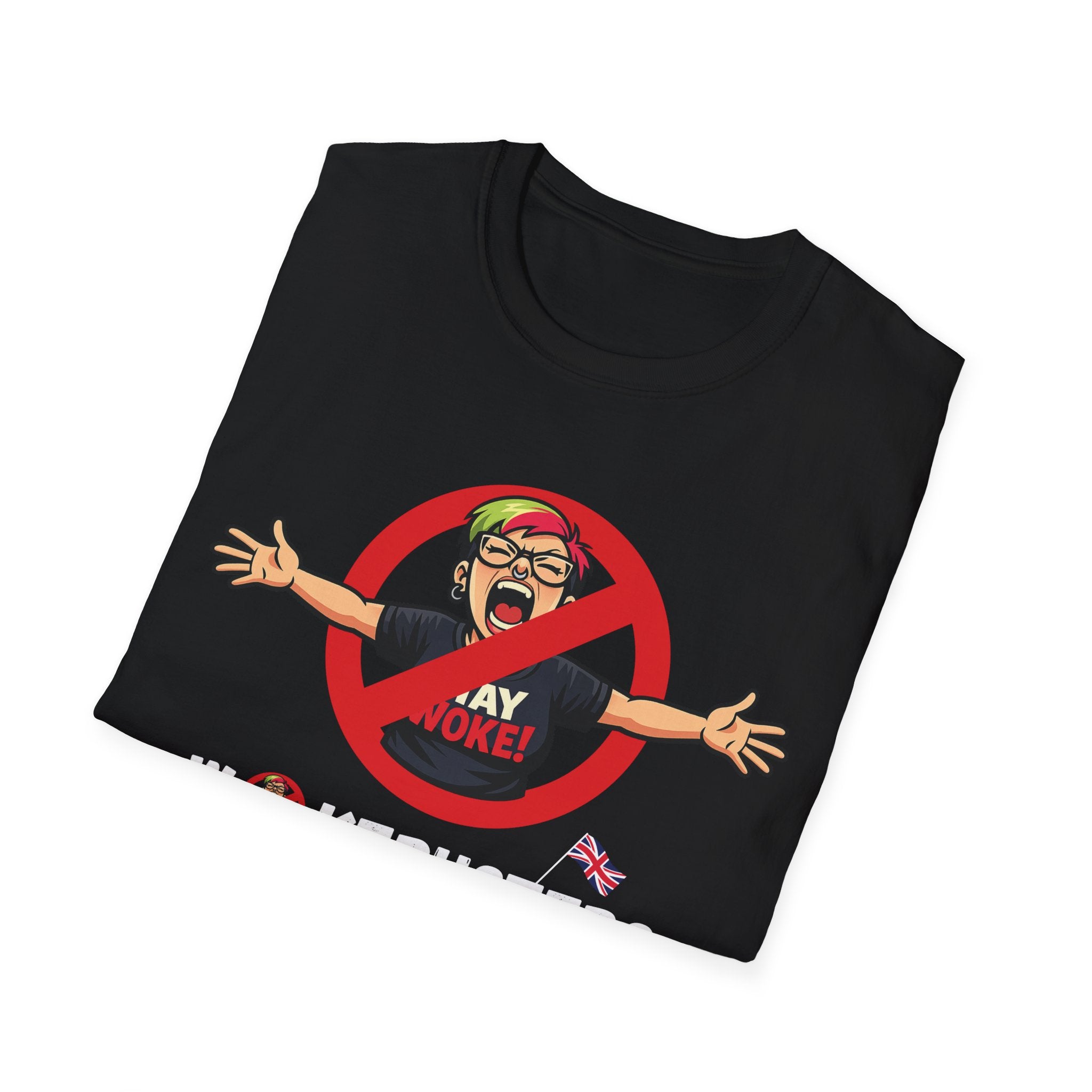Wokebusters British Patriotic T-Shirt — Satirical Political Cartoon Tee
