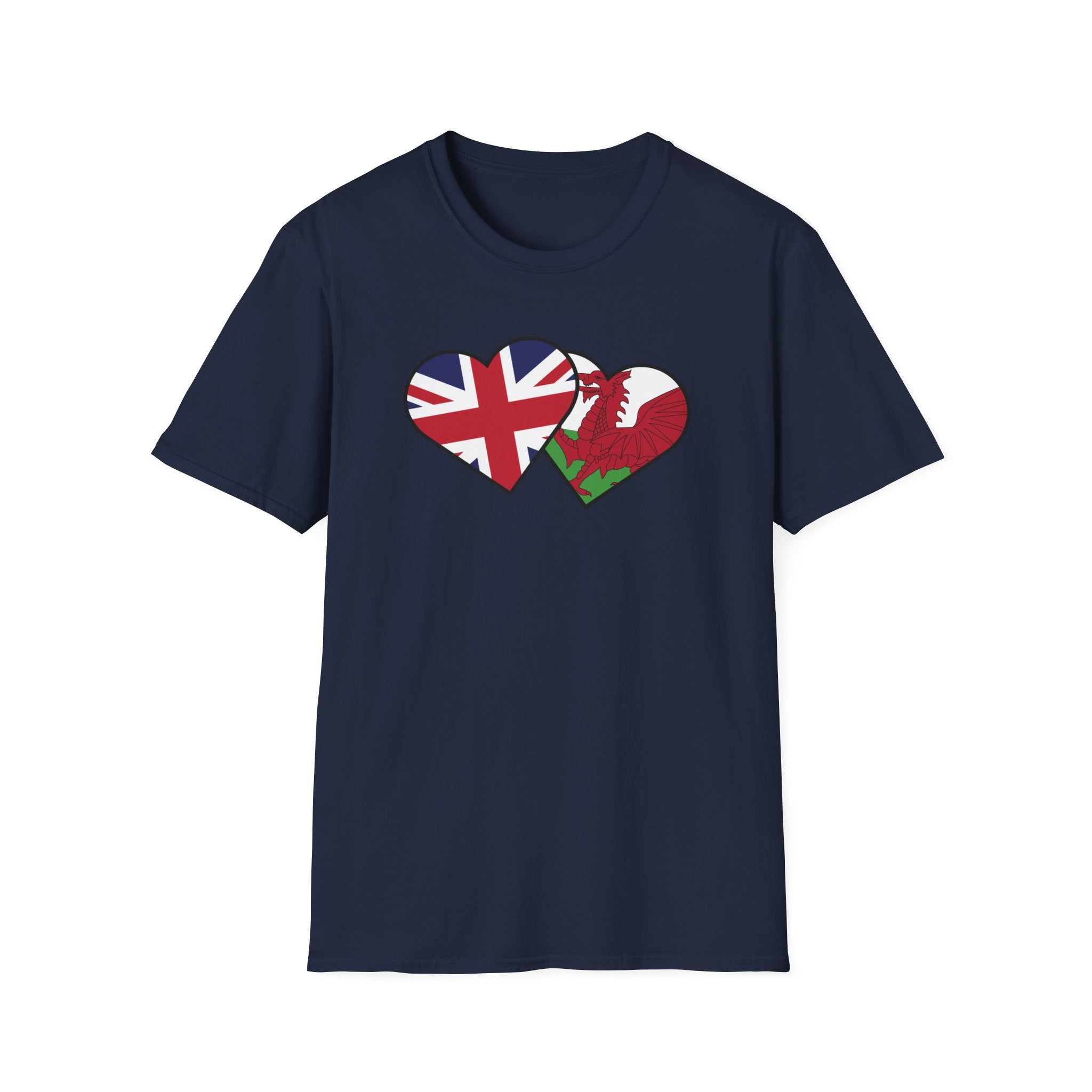 Union Jack & Welsh Flag Heart T-Shirt — British Patriotic Tee
