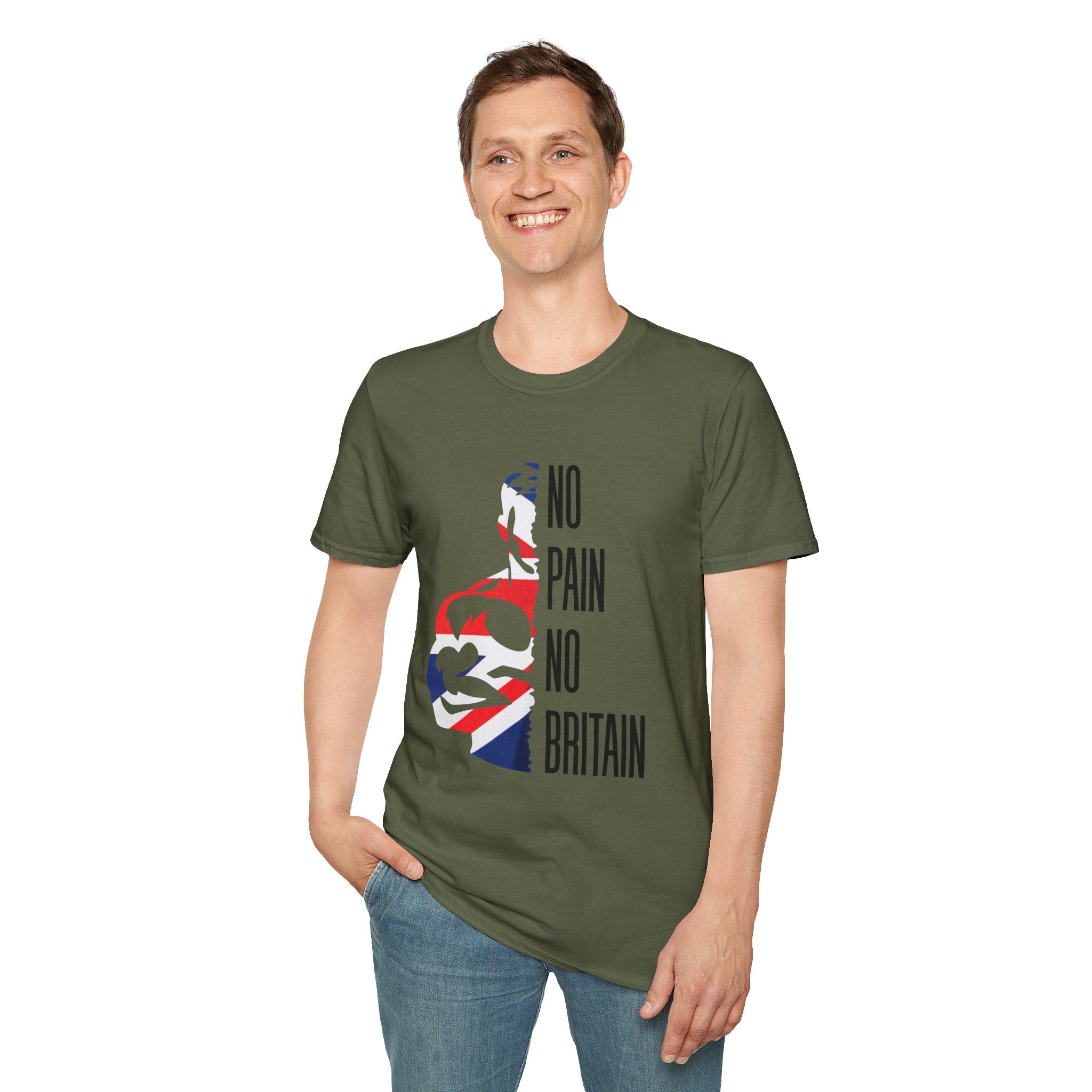 T-Shirt — "No Pain No Britain" British Flag Fitness