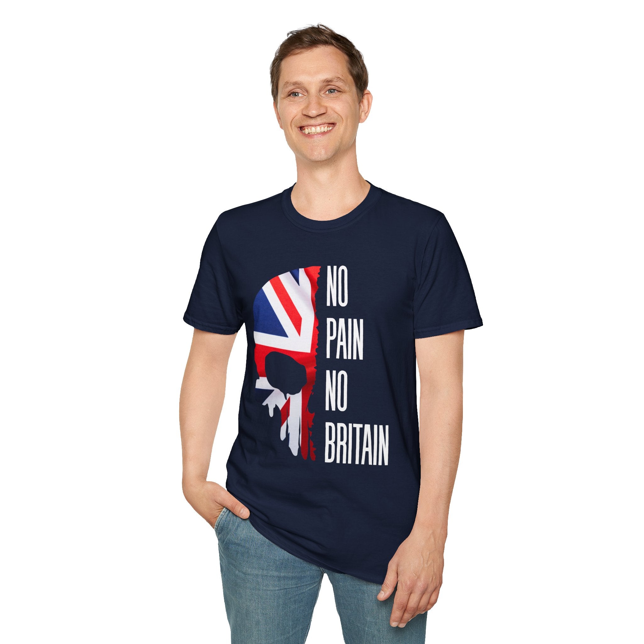 T-Shirt — "No Pain No Britain" Union Jack Skull Graphic Tee