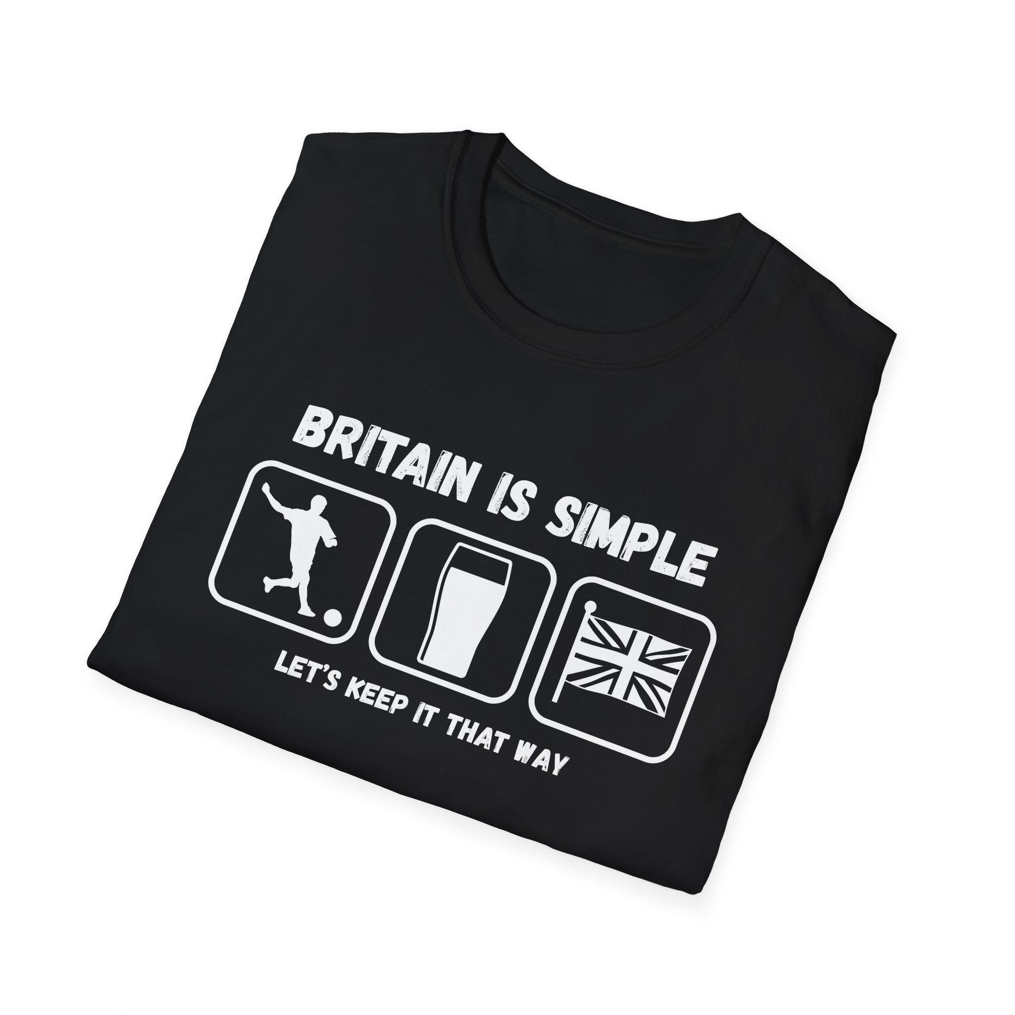 Britain Is Simple — British Humour T-Shirt  T-Shirt (Football, Pint & Union Jack Design)