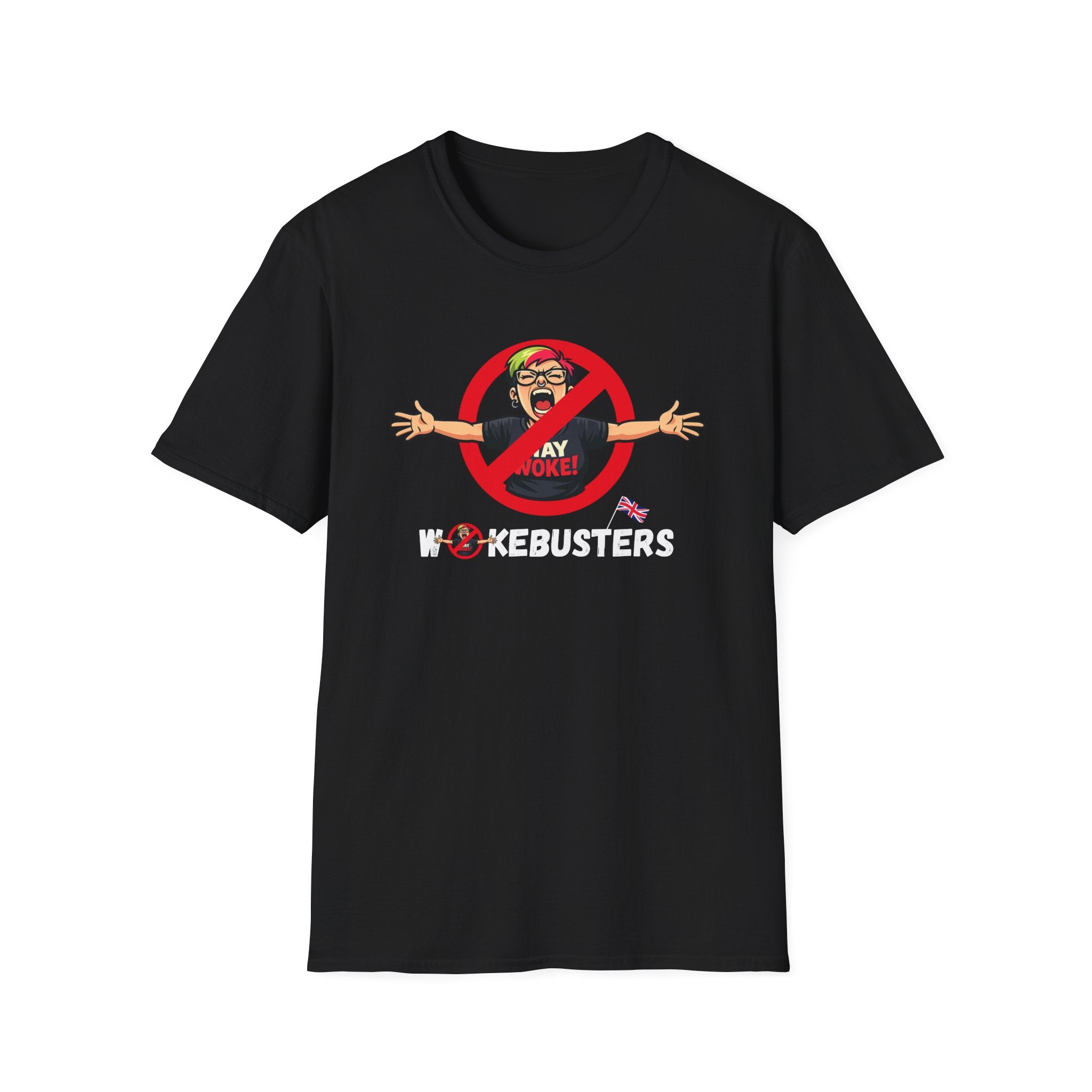Wokebusters British Patriotic T-Shirt — Satirical Political Cartoon Tee
