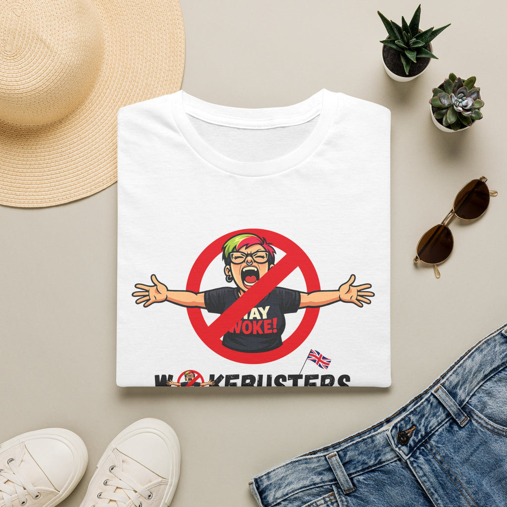Wokebusters British Patriotic T-Shirt — Satirical Political Cartoon Tee